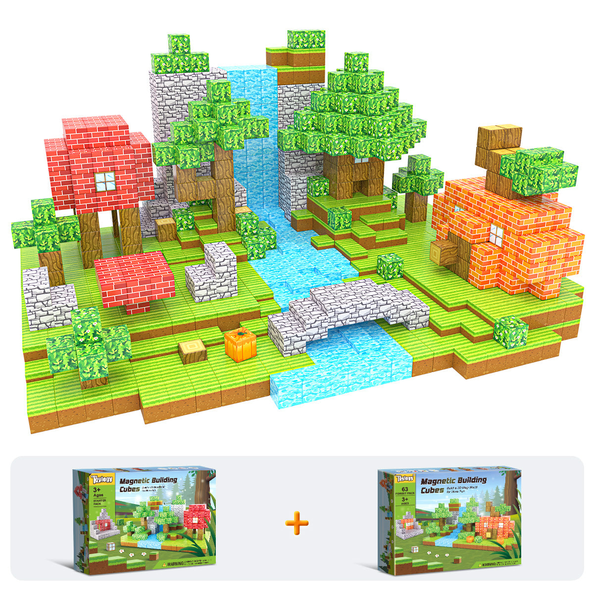 111 PCS Magworld Magnetic Cubes Forest and Pumpkin 2 in 1 Building Blocks-Toylogy