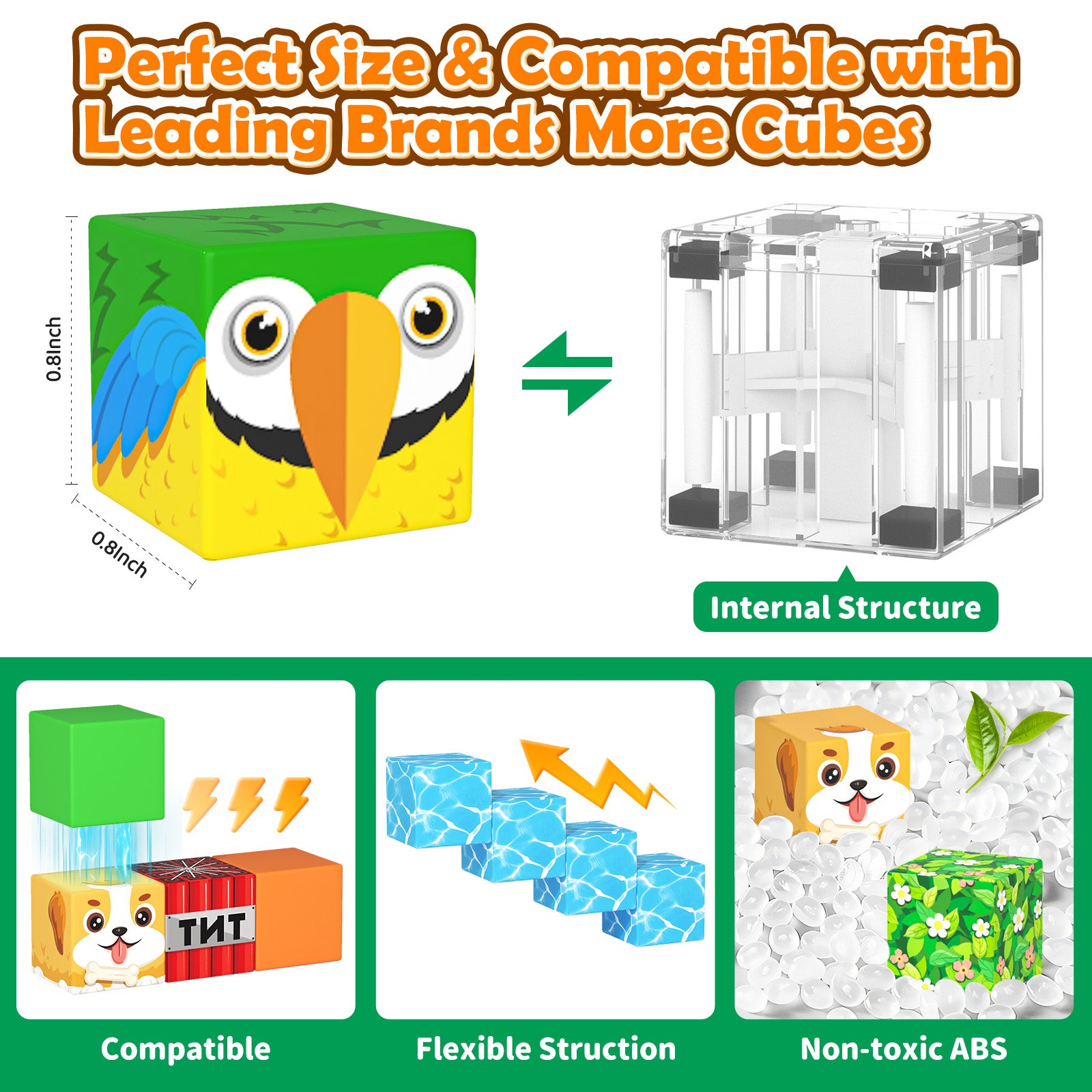100 PCS Magworld Magnetic Blocks with Farm Animals Toys, Build Mine Magnet World Set