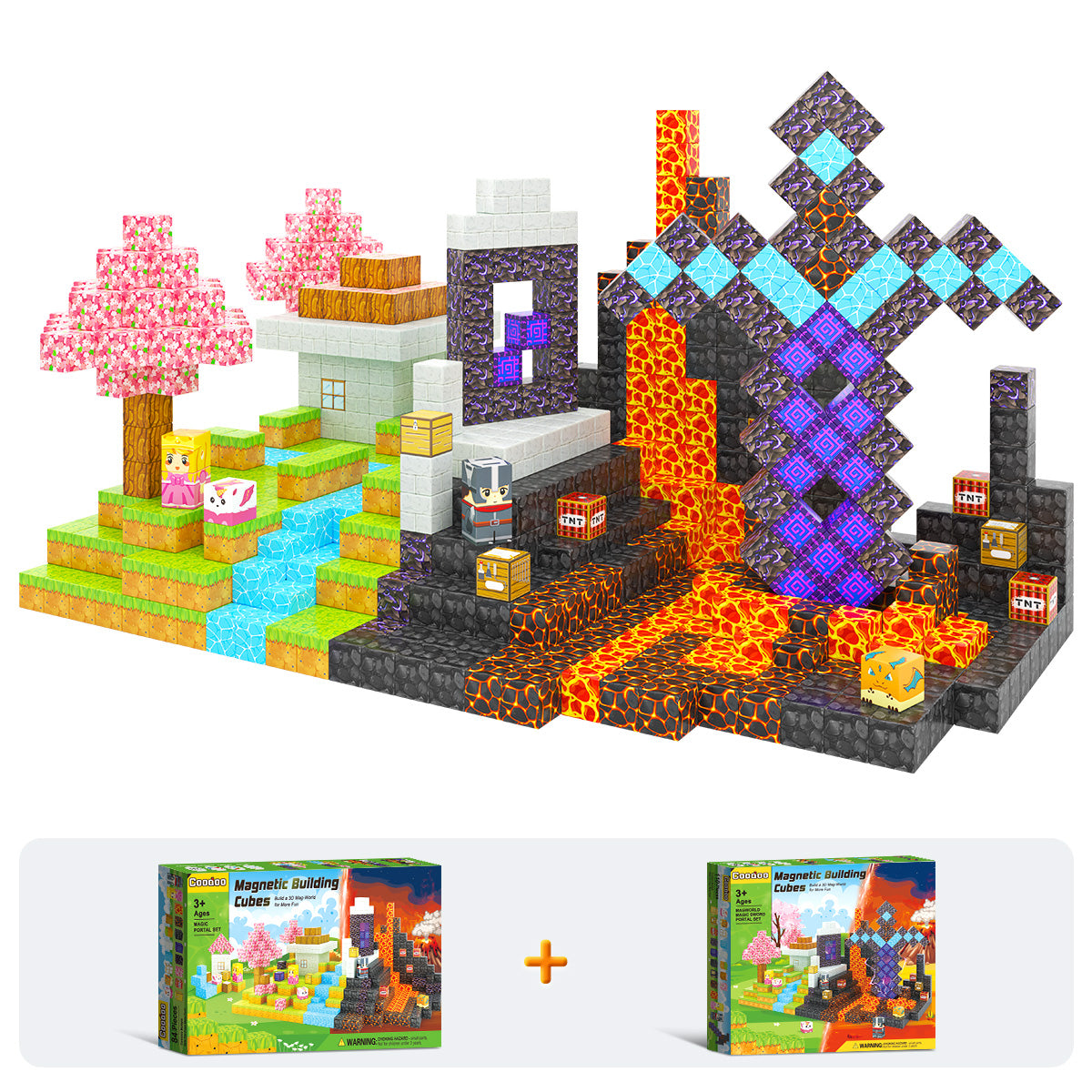 194 PCS Magworld Magnetic Cubes Magic Portal Blossom and Sword 2 in 1 Set-Coodoo
