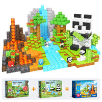 166 PCS Magworld Magnetic Cubes Forest, Dinosaur and Panda Set 3 in 1 Building Blocks-Toylogy
