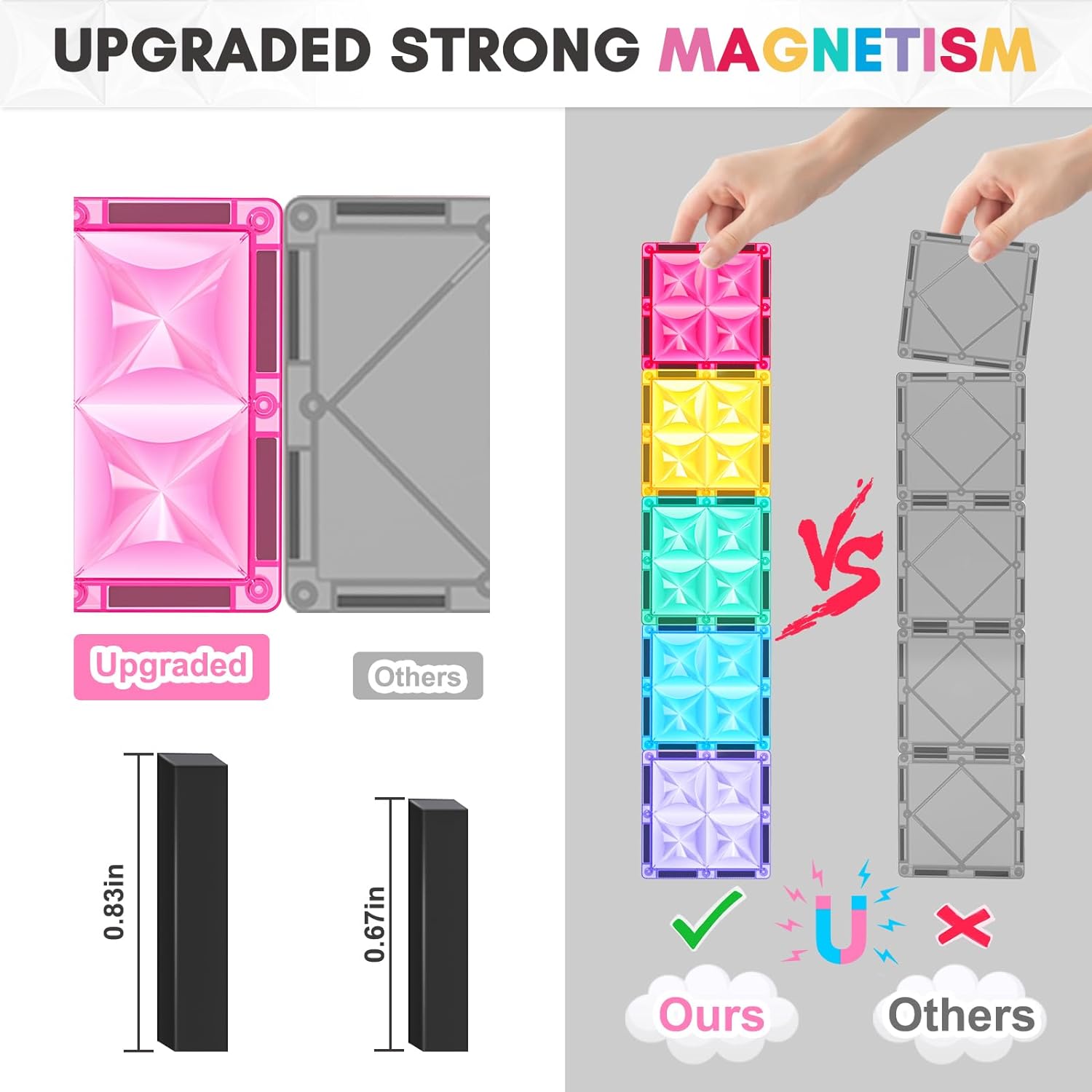 36PCS Candy Color Magnetic Tiles Playset