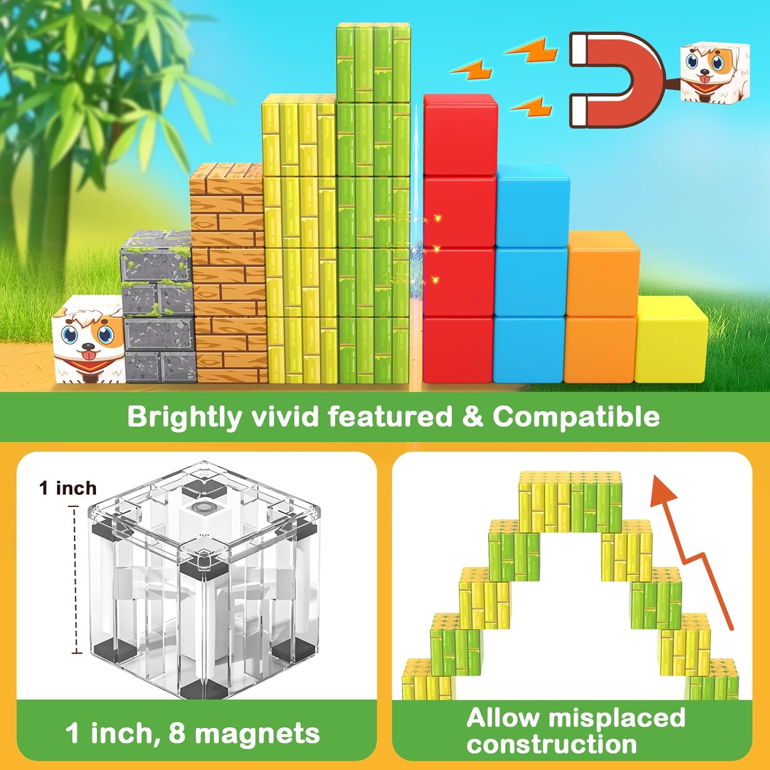 Magworld Magnetic Blocks - 90PCS Bamboo Reading Nook Building Craft-Soyee