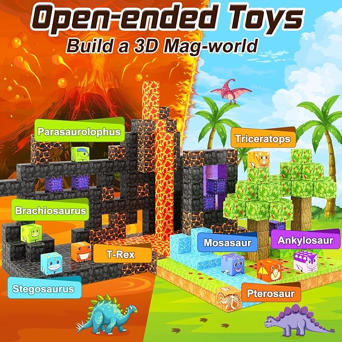 Magworld Magnetic Cubes Dinosaur Adventure Set 84PCS Mine Magnet World-Coodoo