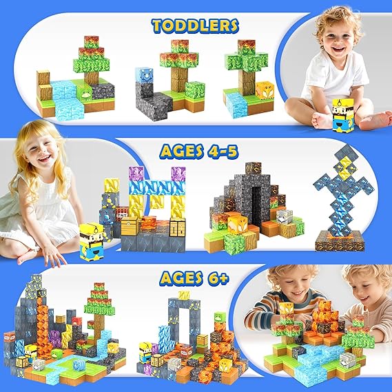 Magworld 168PCS Dinosaur Mine Magnetic Blocks Kids Toys STEM Montessori Learning Material