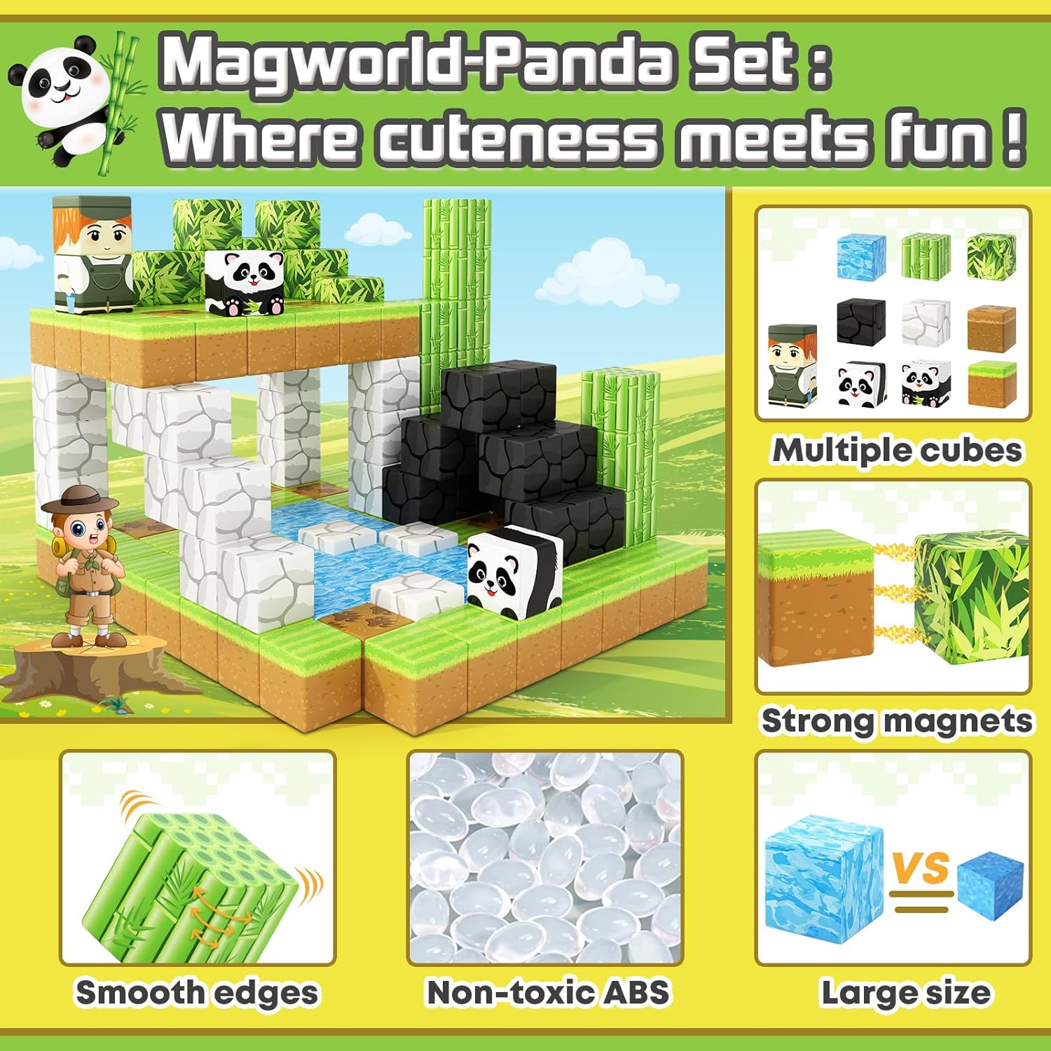 Magworld Magnetic Cubes Panda Set 70PCS Mine Magnet World-Toylogy