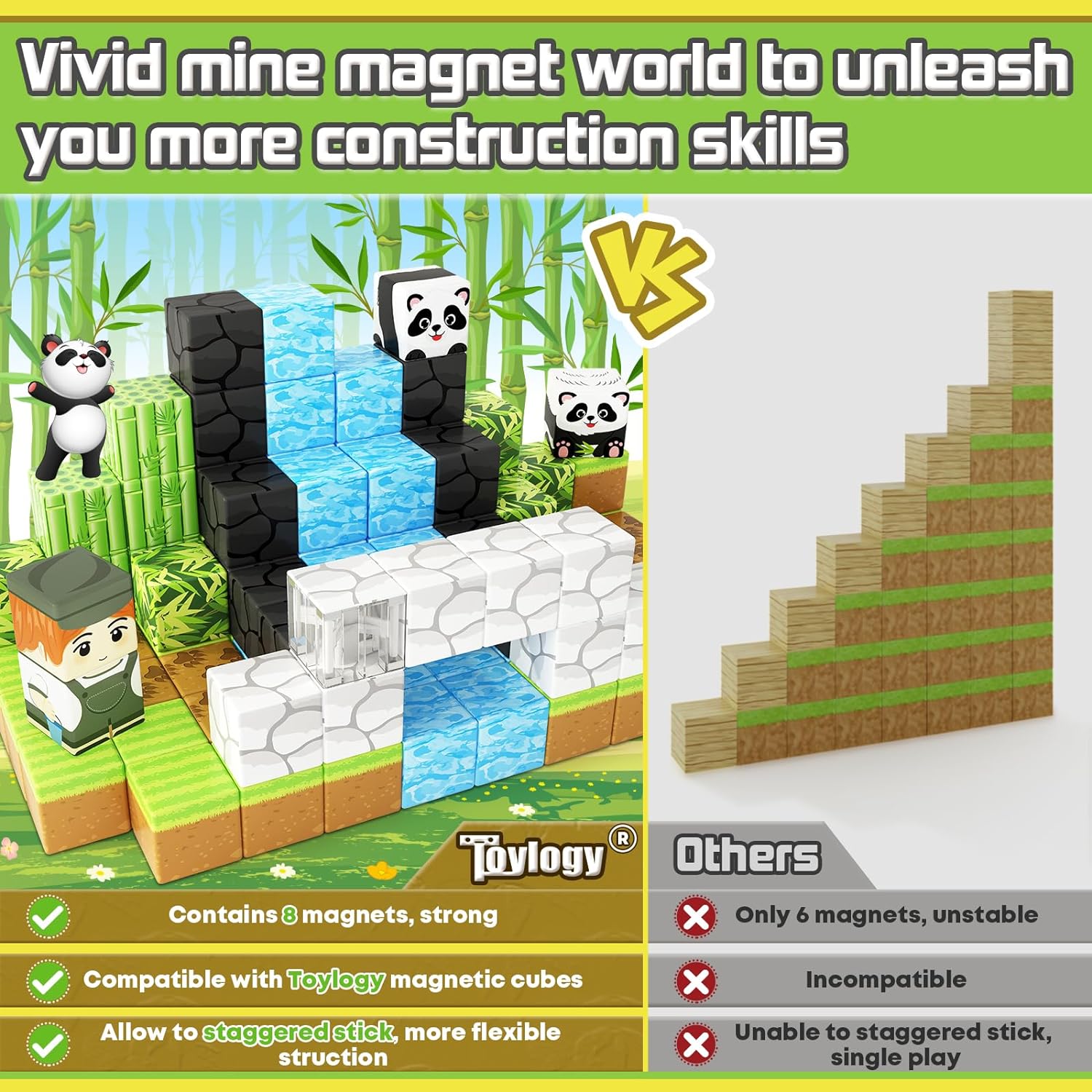 Magworld Magnetic Cubes Panda Set 70PCS Mine Magnet World-Toylogy
