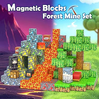 60 PCS Magworld Magnetic Blocks - Build Mine Magnet World Forest Mine Set-Soyee
