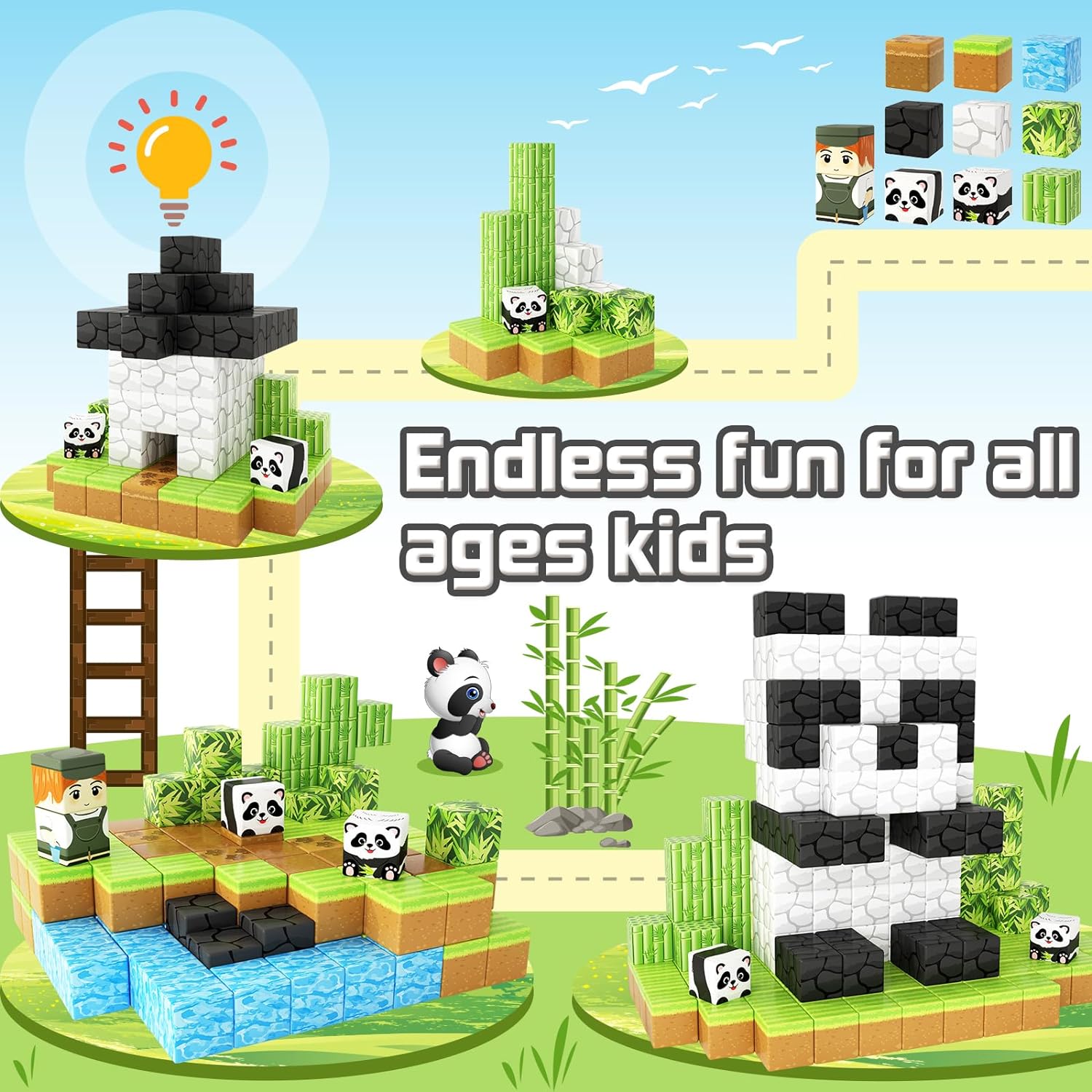 Magworld Magnetic Cubes Panda Set 70PCS Mine Magnet World-Toylogy