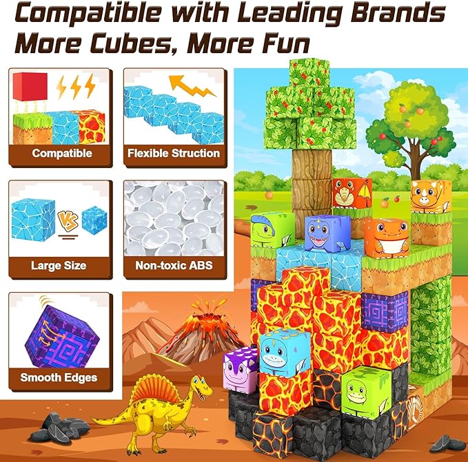 Magworld Magnetic Cubes Dinosaur Adventure Set 84PCS Mine Magnet World-Coodoo