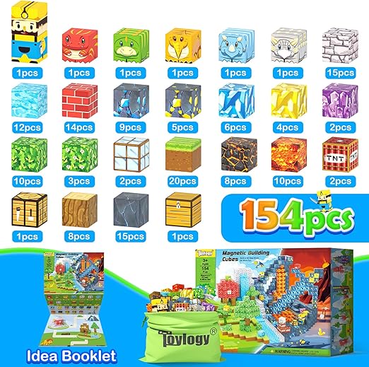 154PCS Magworld Sword Caverns Dinosaur Adventure Magnetic Blocks