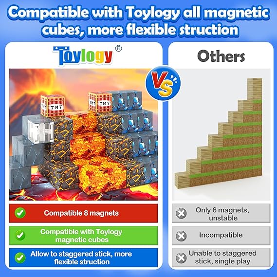 Magworld 168PCS Dinosaur Mine Magnetic Blocks Kids Toys STEM Montessori Learning Material