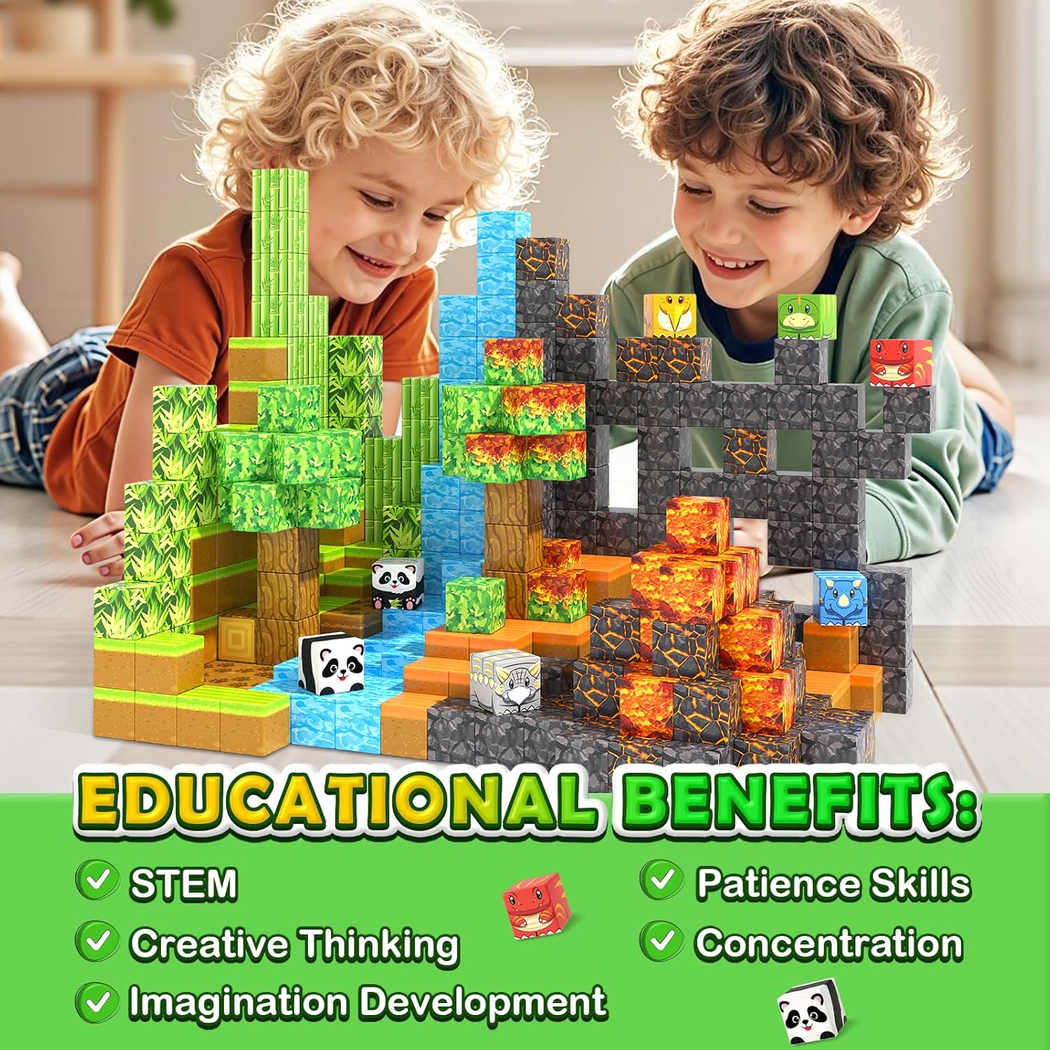 84PCS Magworld Dinosaur Panda Toys Magnetic Blocks Kids Games-Toylogy