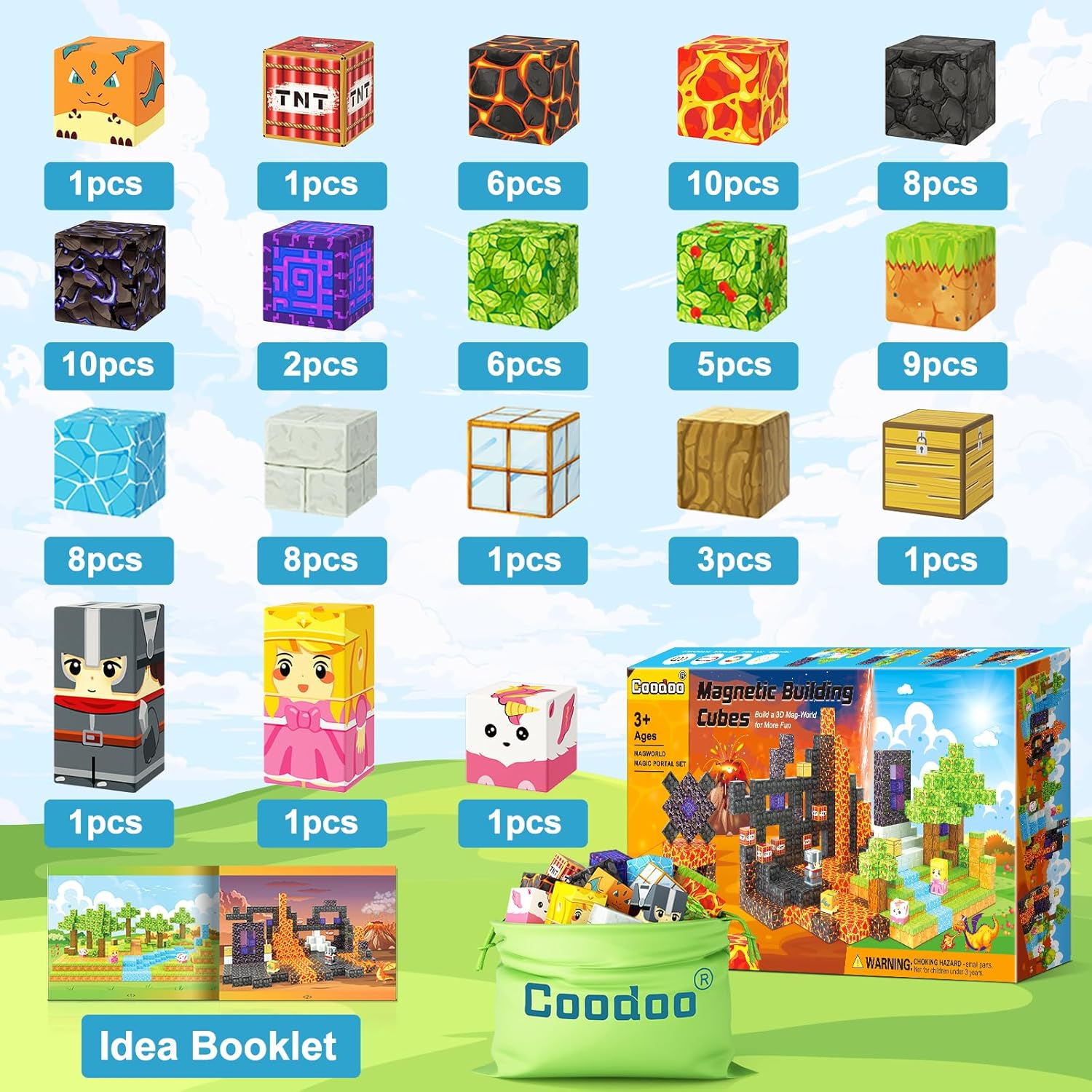 Magworld Magnetic Cubes Portal Forest Set 84PCS Mine Magnet World-Coodoo