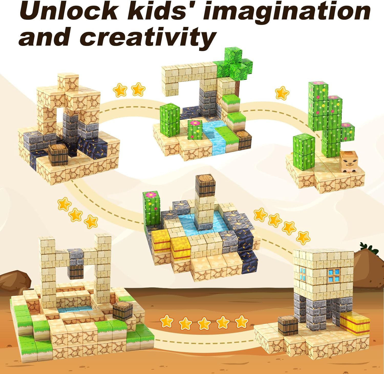 Magworld Magnetic Cubes Desert Construction Set 88PCS Mine Magnet World-Gooidea