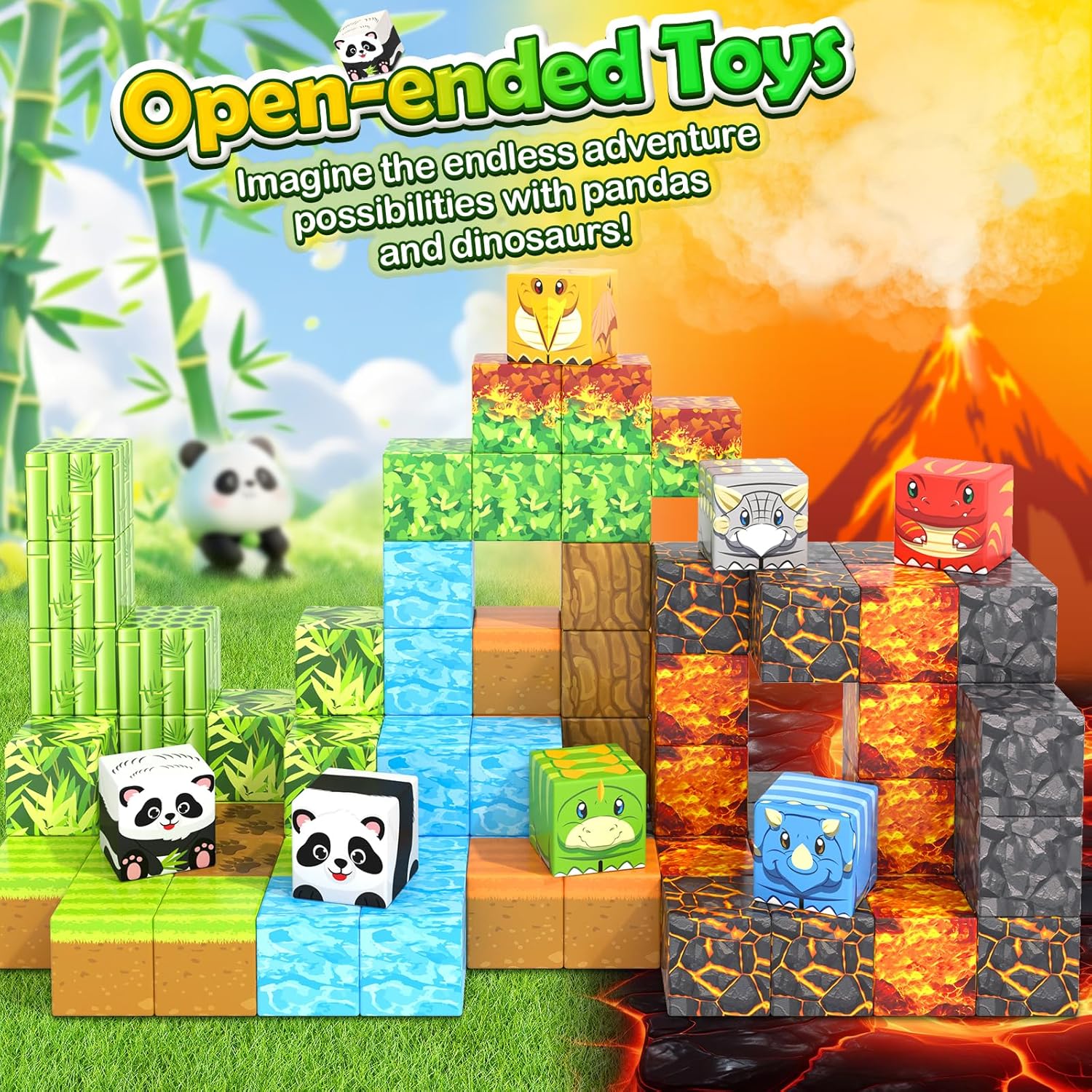 84PCS Magworld Dinosaur Panda Toys Magnetic Blocks Kids Games-Toylogy
