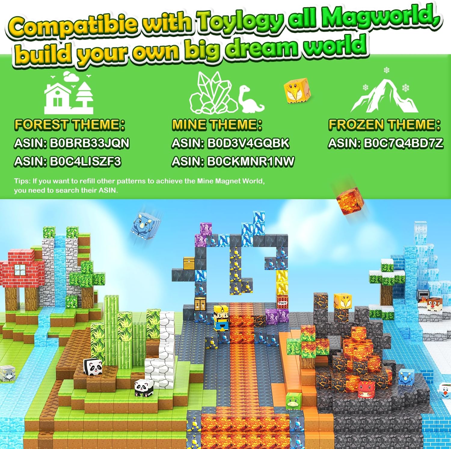 84PCS Magworld Dinosaur Panda Toys Magnetic Blocks Kids Games-Toylogy