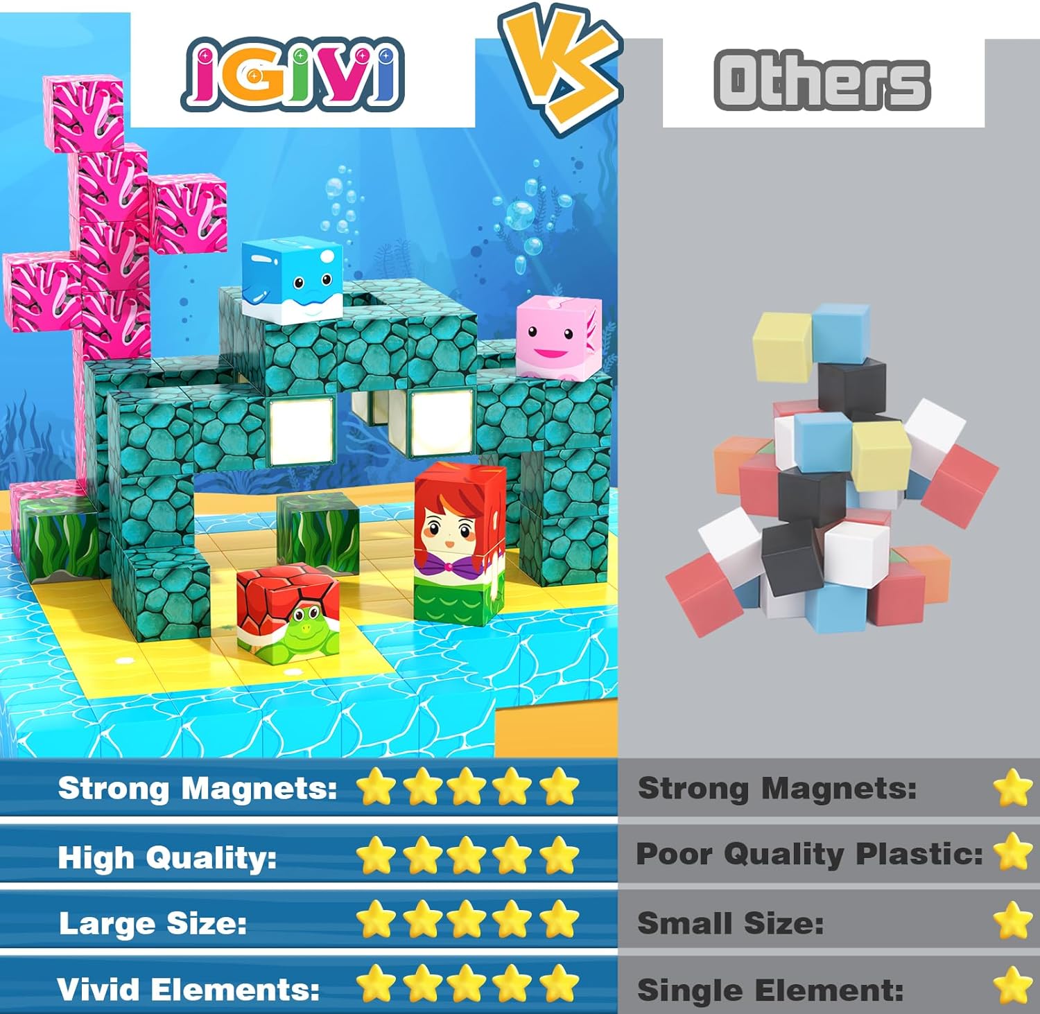 Magworld Magnetic Cubes Ocean Set 54PCS Mine Magnet World Exploration Set