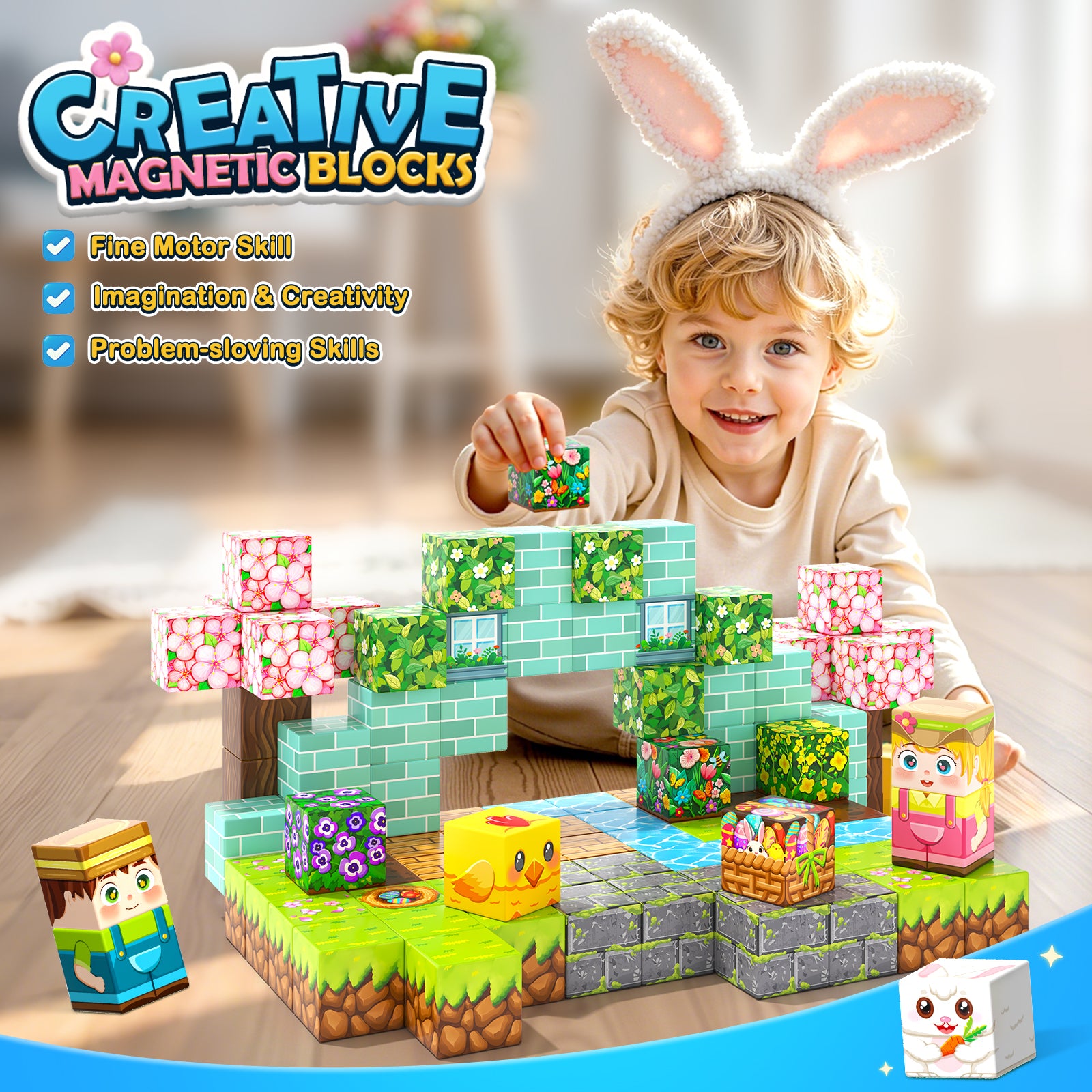 108PCS Magworld Magnetic Blocks Kids Magnet Toys Large 1 inch Mine Magworld Building-Gooidea
