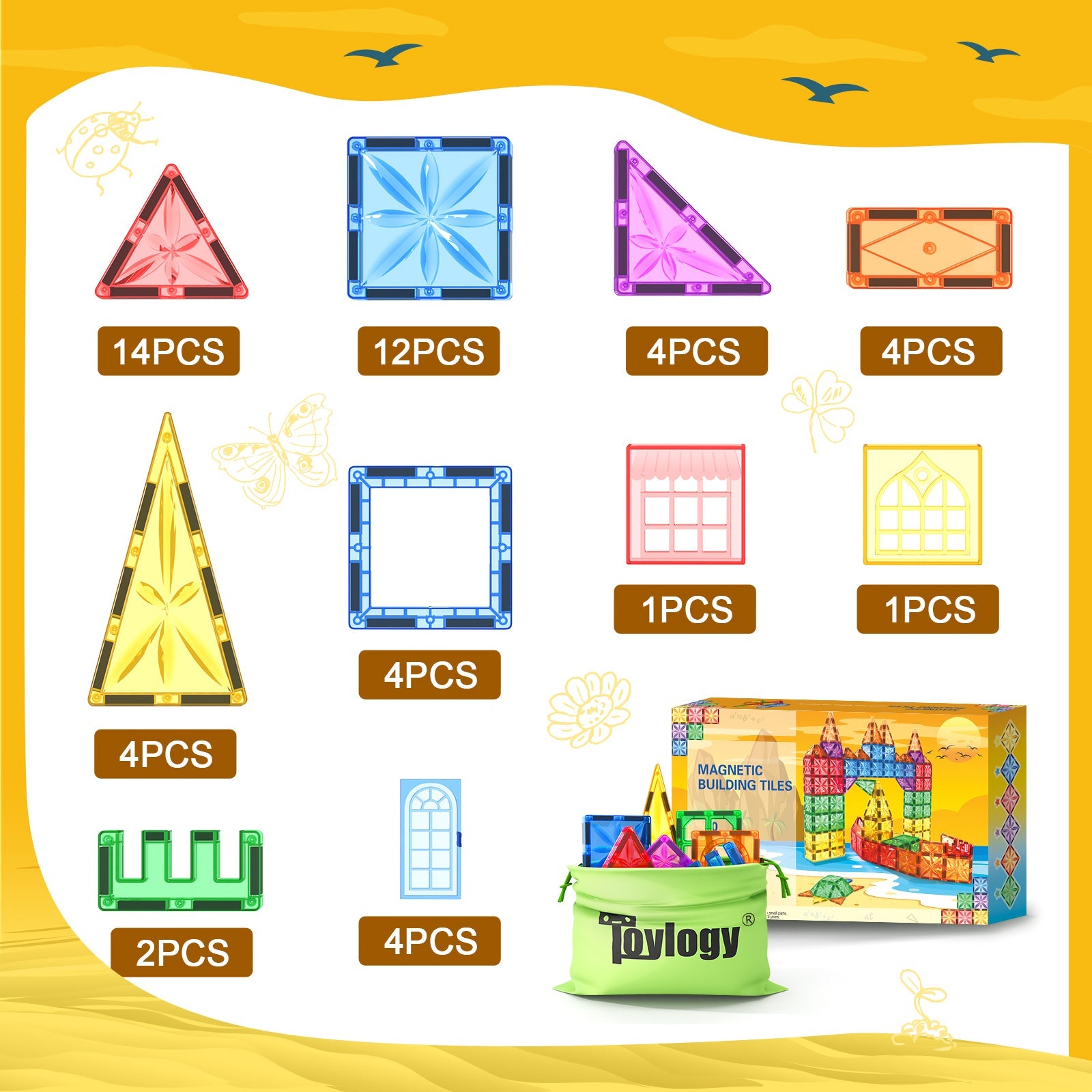 50PCS Diamond Magnetic Tiles