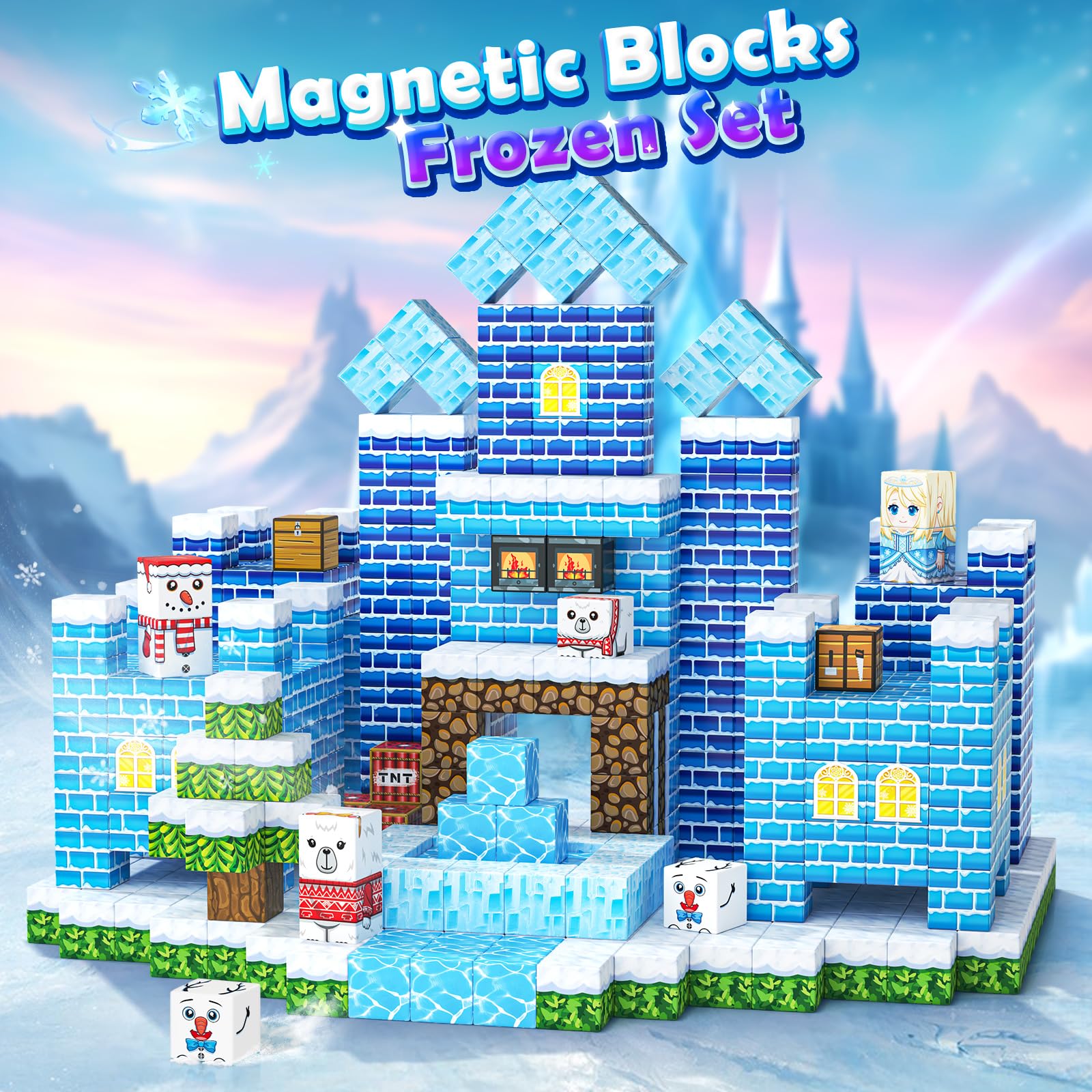 178 PCS Magworld Magnetic Cubes Games Castle, Lava Kingdom, and Frozen Set 3 in 1 Toys-Soyee