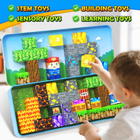 Magworld 80pcs Magnetic Blocks Travel Toys 2 Packs with Metal Tin Travel Essentials STEM Learning Outdoor Building Kids