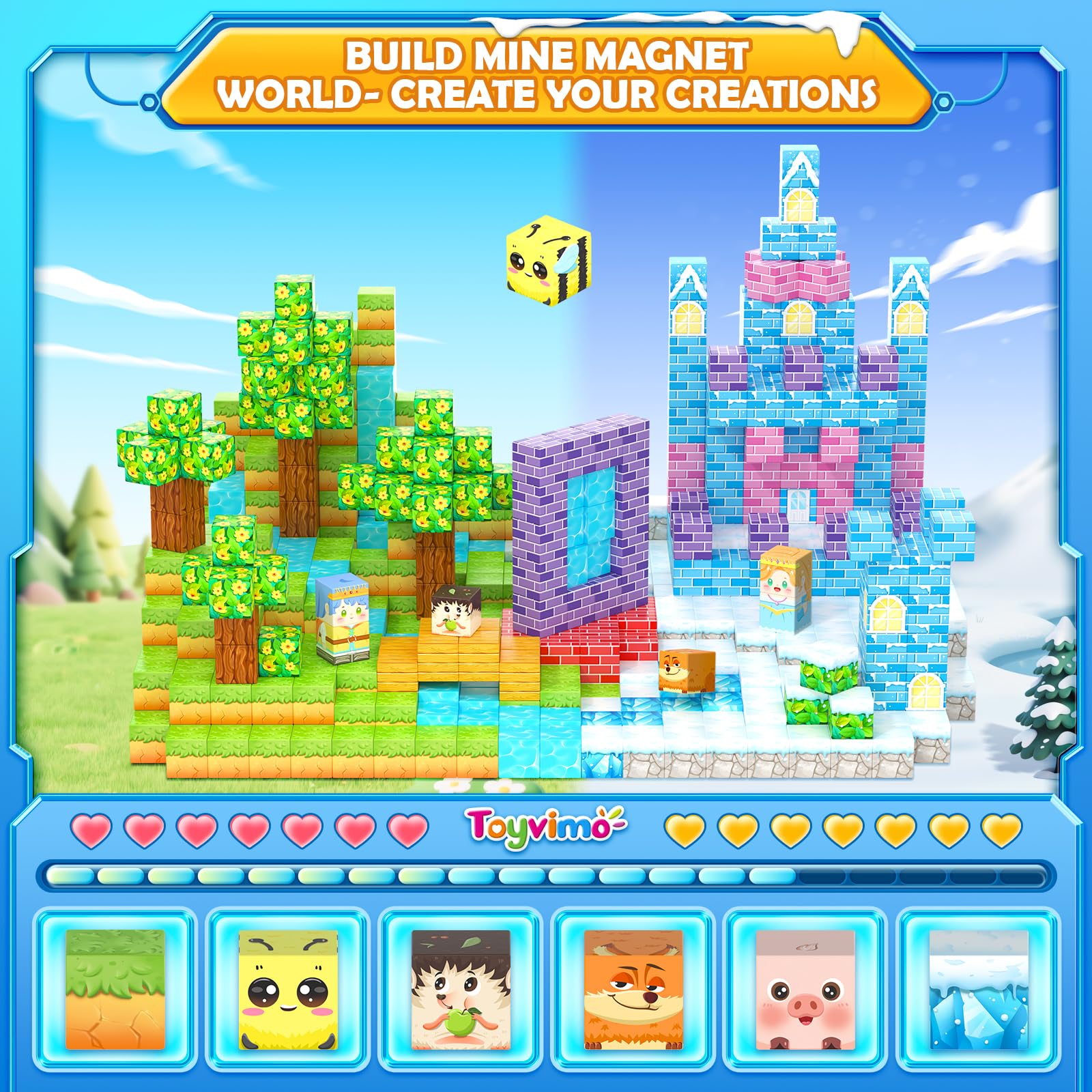 Magworld Magnetic Blocks 150PCS with Magnetic Board STEM Building Kids Toys