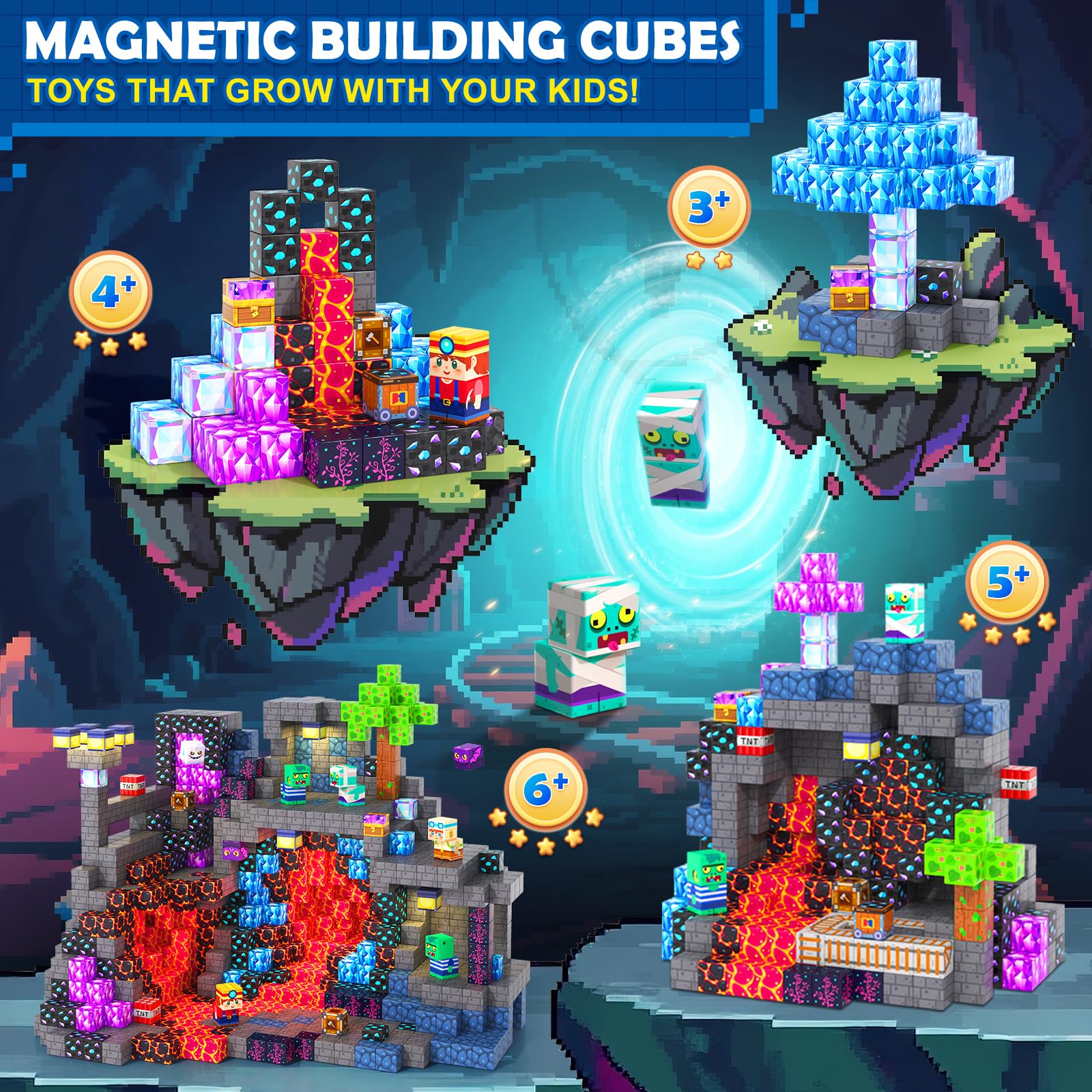 Magworld 100 PCS Magnetic Blocks Building Blocks STEM Outdoor Toys Kids Games