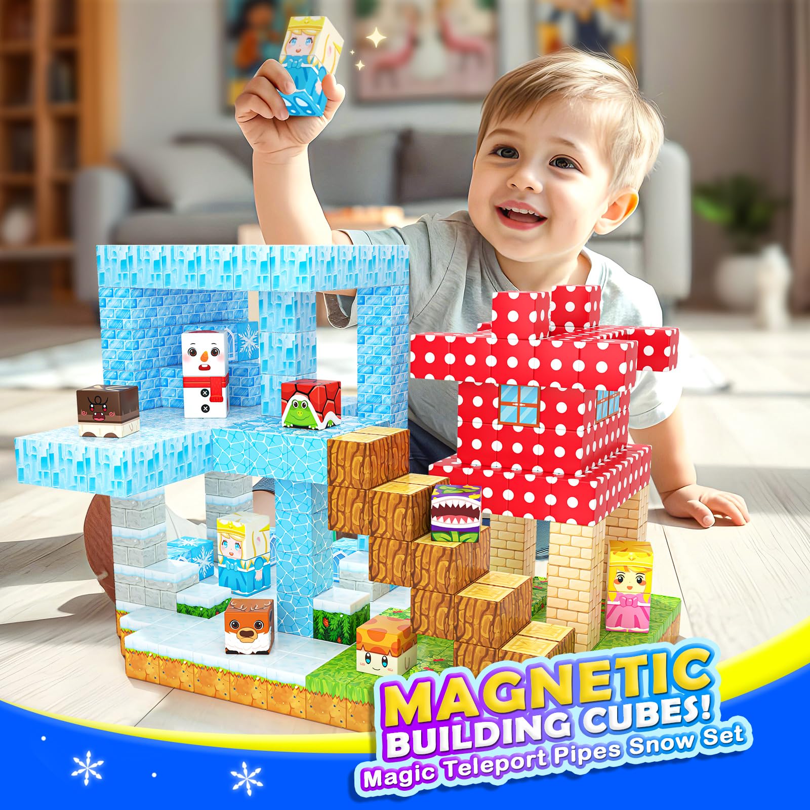 Magworld 110PCS Magnetic Blocks - Build Mine Magnet World Games & Frozen Toys Set