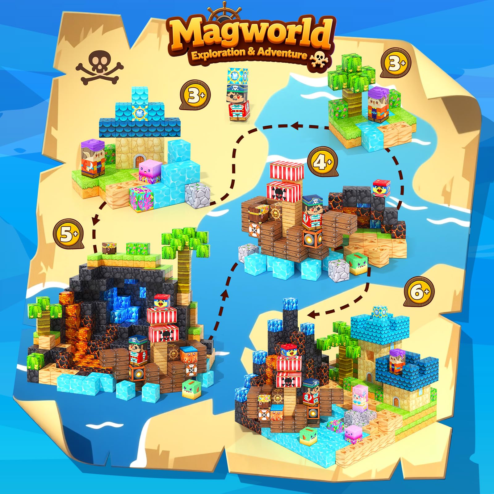 Magworld Magnetic Blocks - 150PCS Magnetic Building Blocks Magnet Toys for Kids
