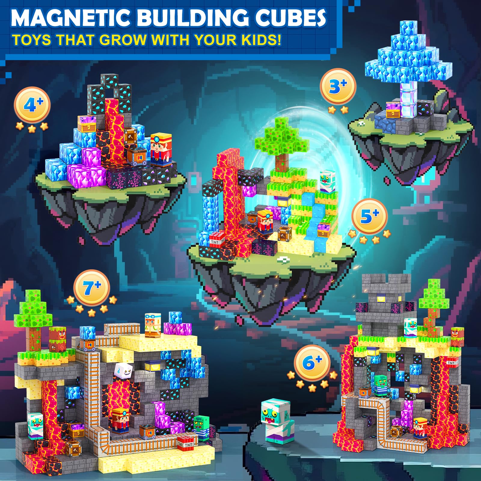 Magworld 100 PCS Magnetic Blocks Toddler Outdoor Toy STEM Construction Building Blocks