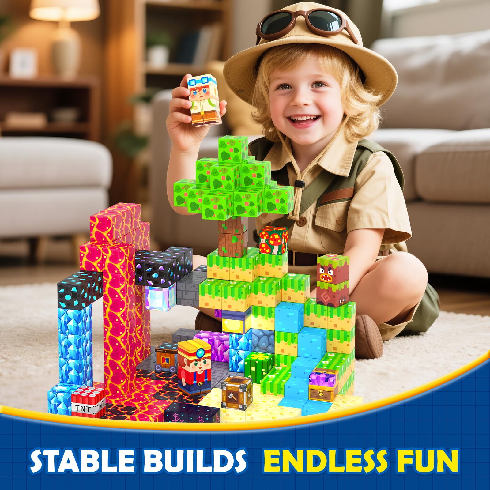 Magworld 150PCS Magnetic Blocks Toddler Outdoor Toys STEM Construction Building Blocks Toy
