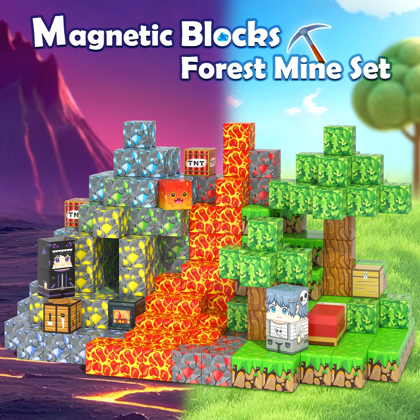 178 PCS Magworld Magnetic Cubes Games Castle, Lava Kingdom, and Frozen Set 3 in 1 Toys-Soyee