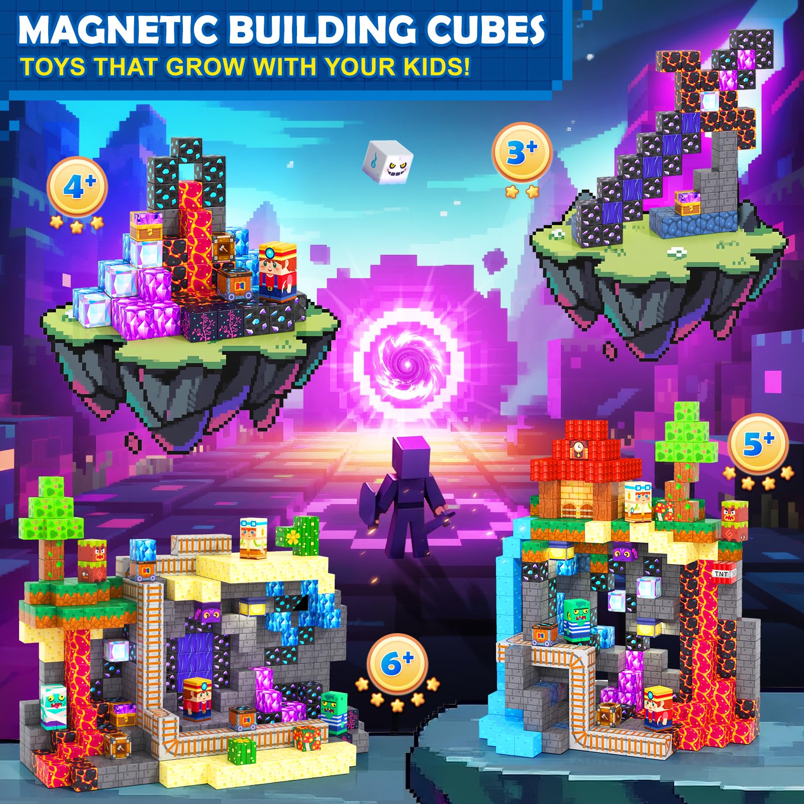 Magworld 200 PCS Magnetic Blocks Magnet Toy Outdoor Sensory Toddler Toys Gift for Kids