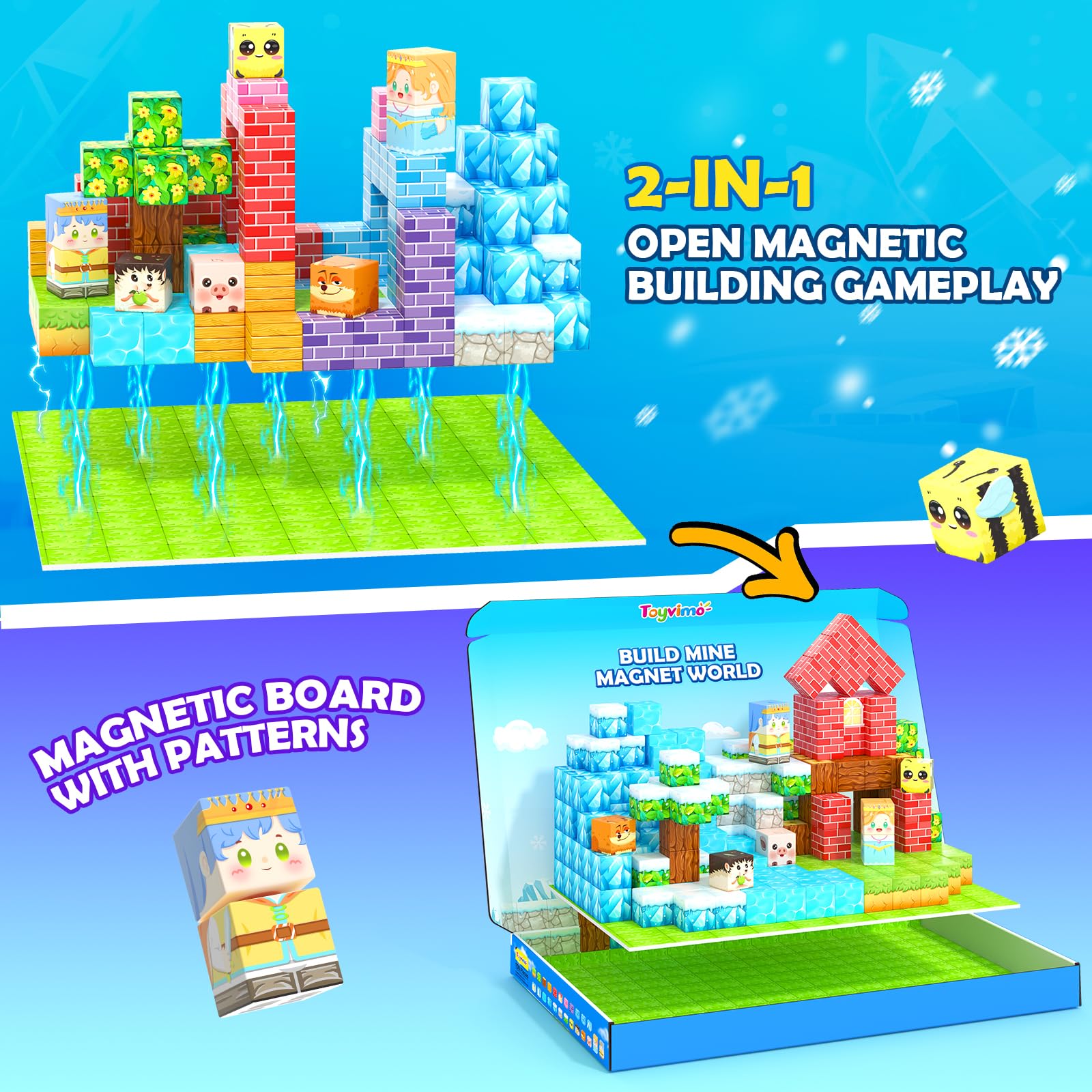 Magworld Magnetic Blocks 150PCS with Magnetic Board STEM Building Kids Toys