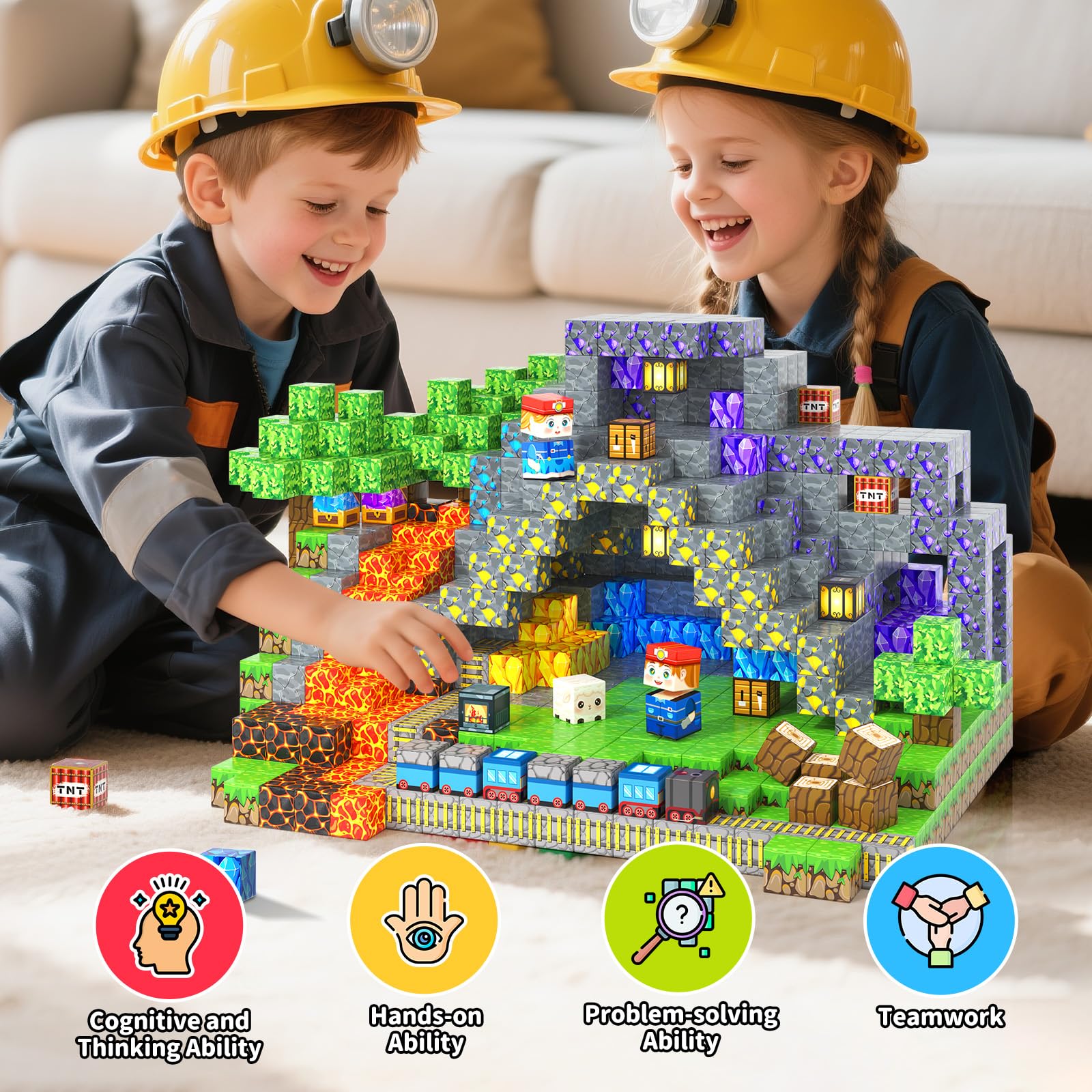 Magworld 200PCS Magnetic Blocks STEM Sensory Toys with Magnet Board