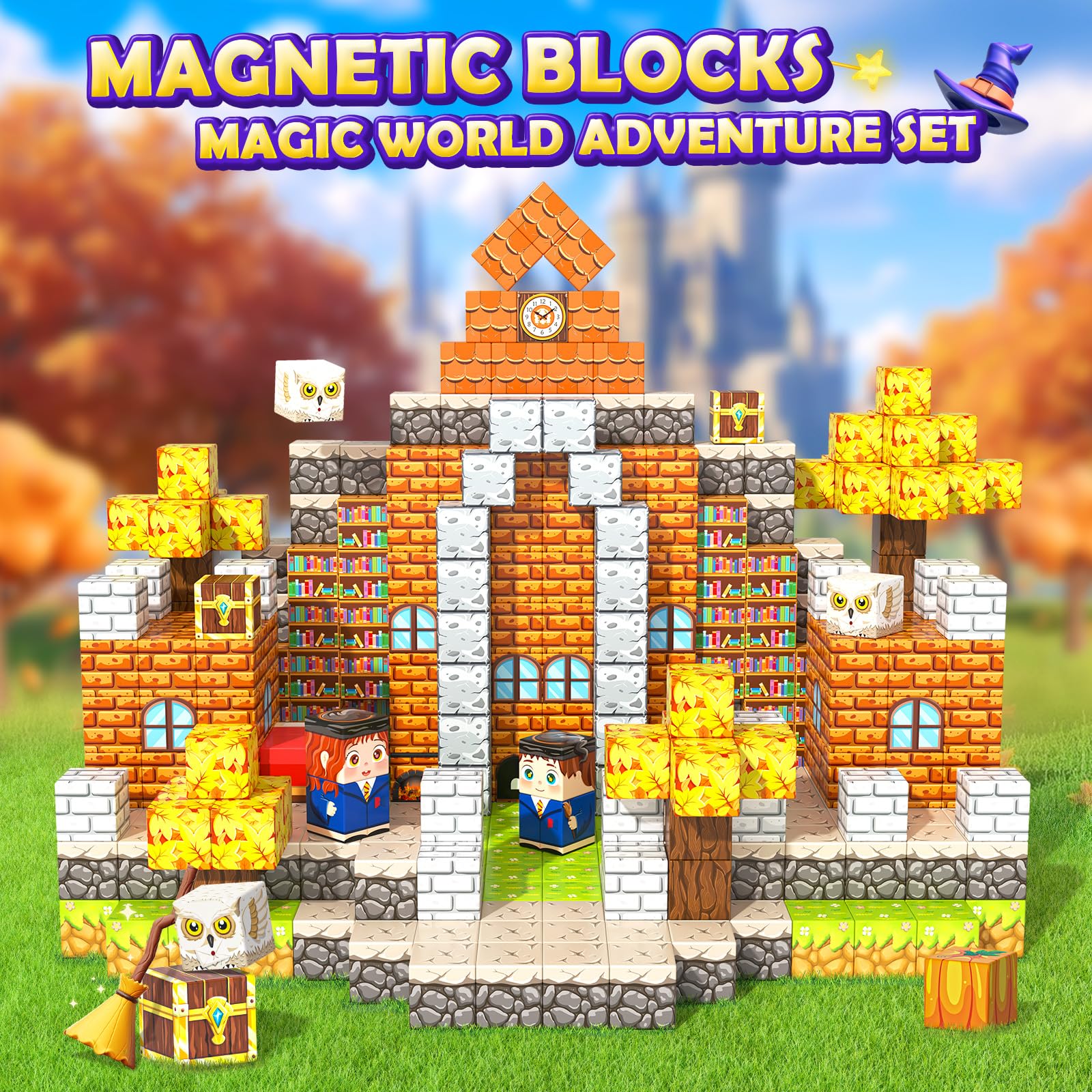 Magworld 80 PCS Magnetic Blocks - Build Mine Magnet World Magic World Adventure Set Magnet Cubes Kids Sensory Toys