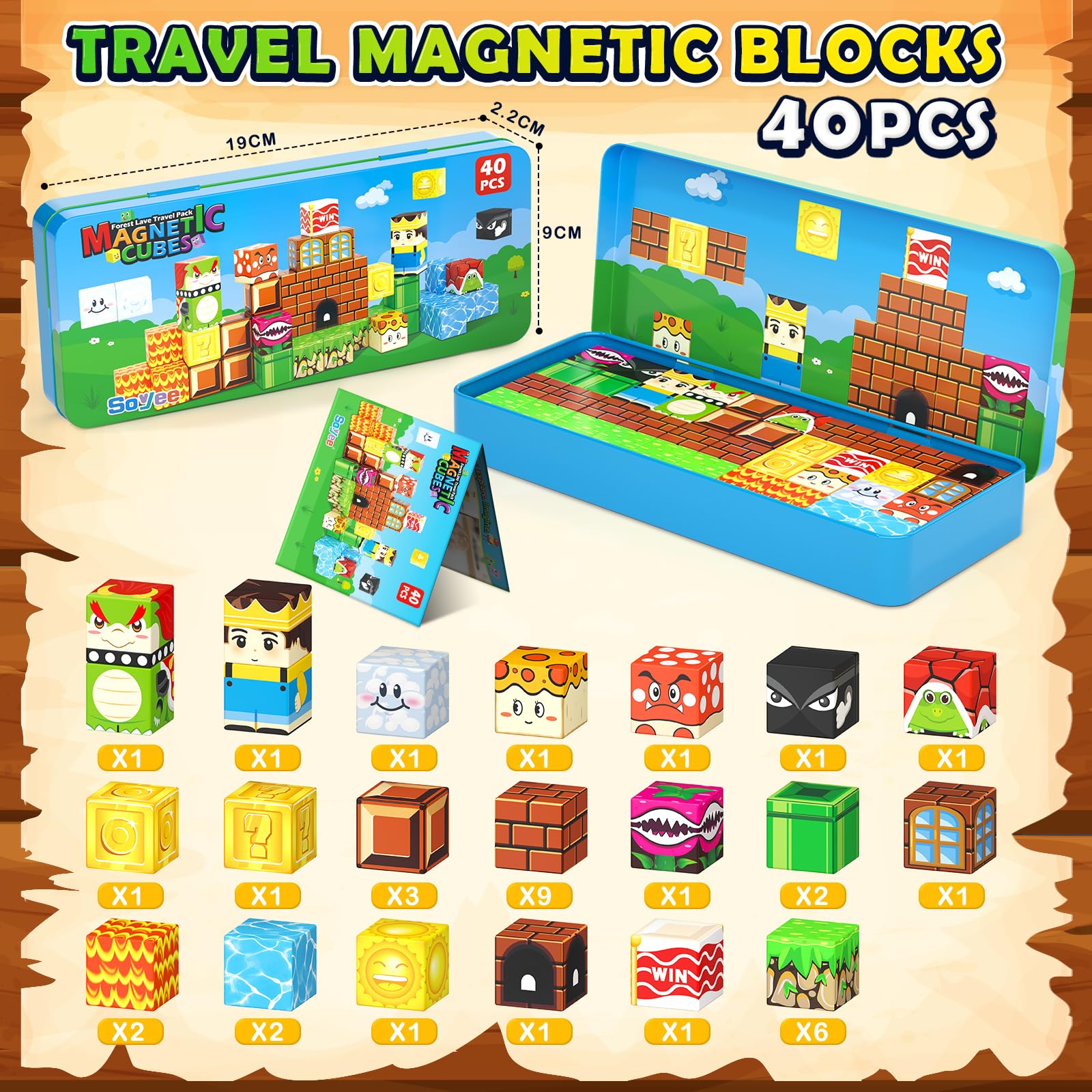 Magworld 80pcs Magnetic Blocks Travel Toys with Portable Metal Tin - STEM Magnet Building Blocks Toddler Toys