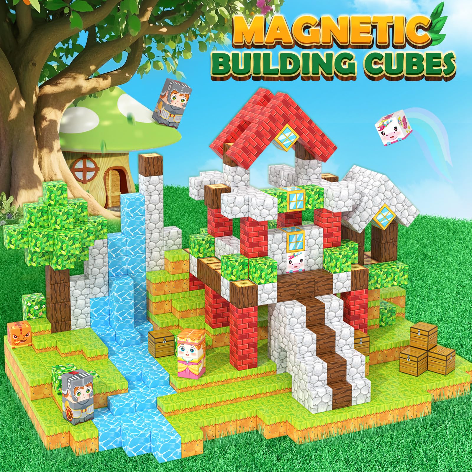 Magworld 84 PCS Magnetic Blocks - Build Mine Magnet World STEM Sensory Toys for Toddlers Classroom Must Haves