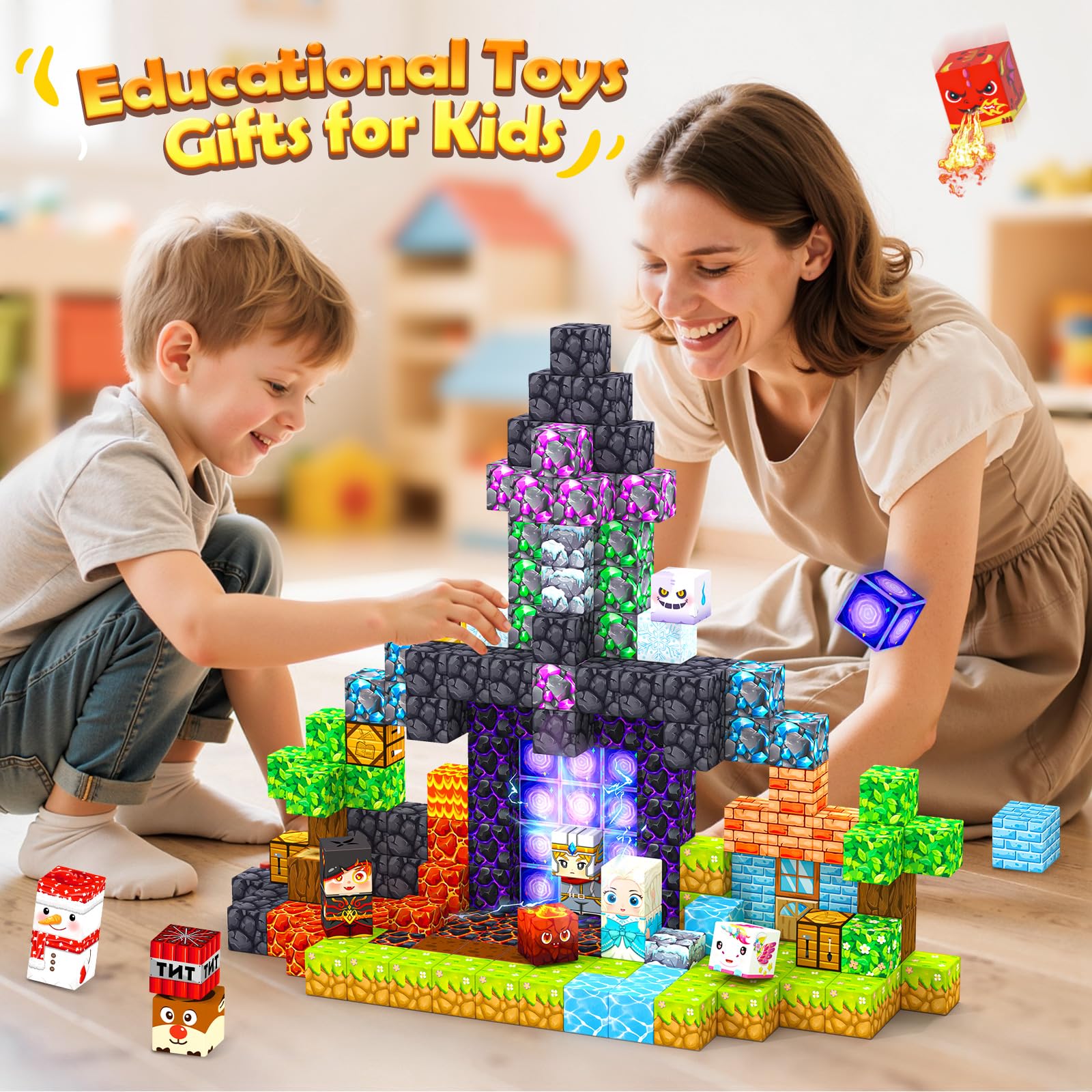 Magworld Magnetic Blocks 200PCS Fantasy Ice-fire Realm STEM Sensory Toys Educational Gift for Kids