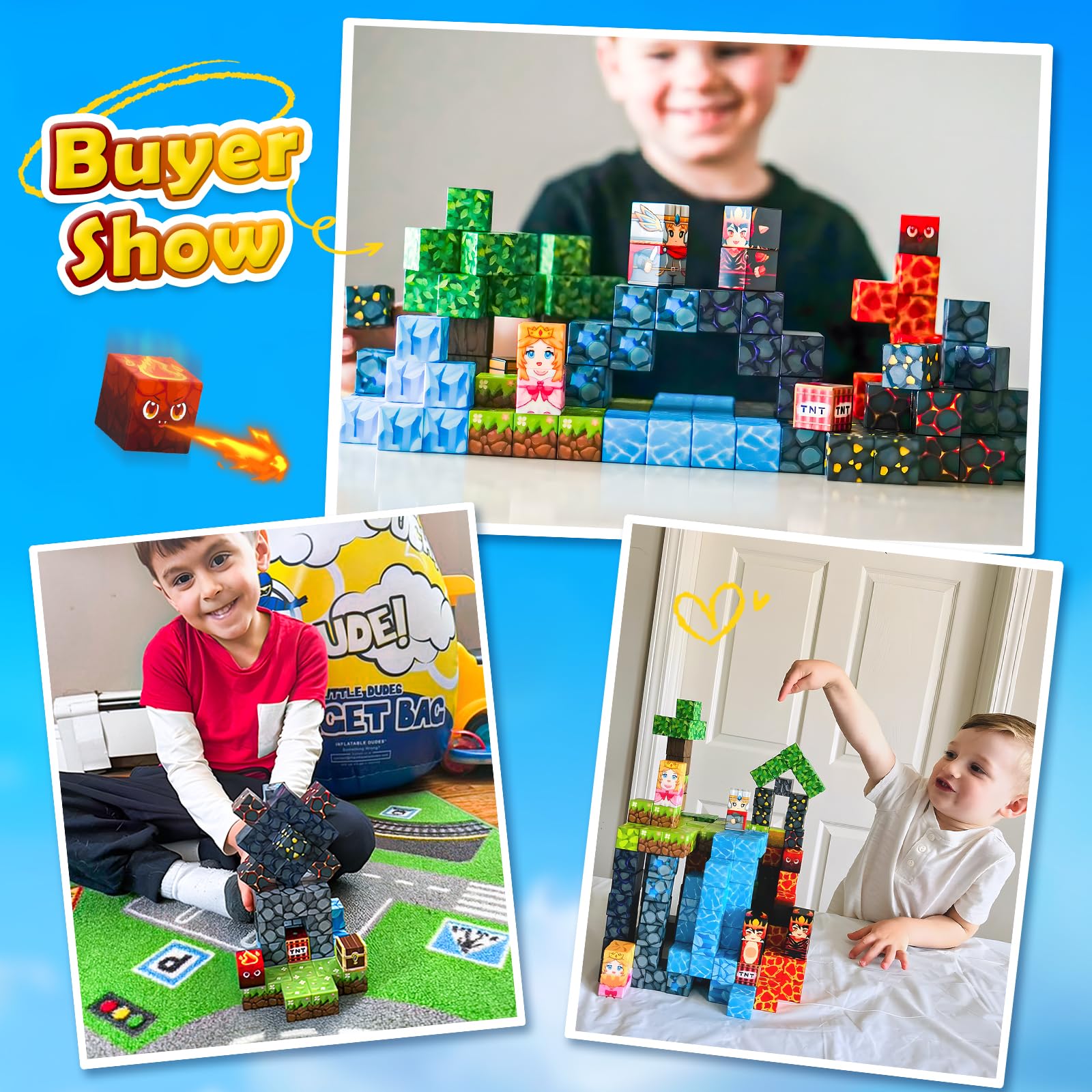 Magworld 88 PCS Magnetic Blocks - Build Mine Magnet World Lava Valley Set