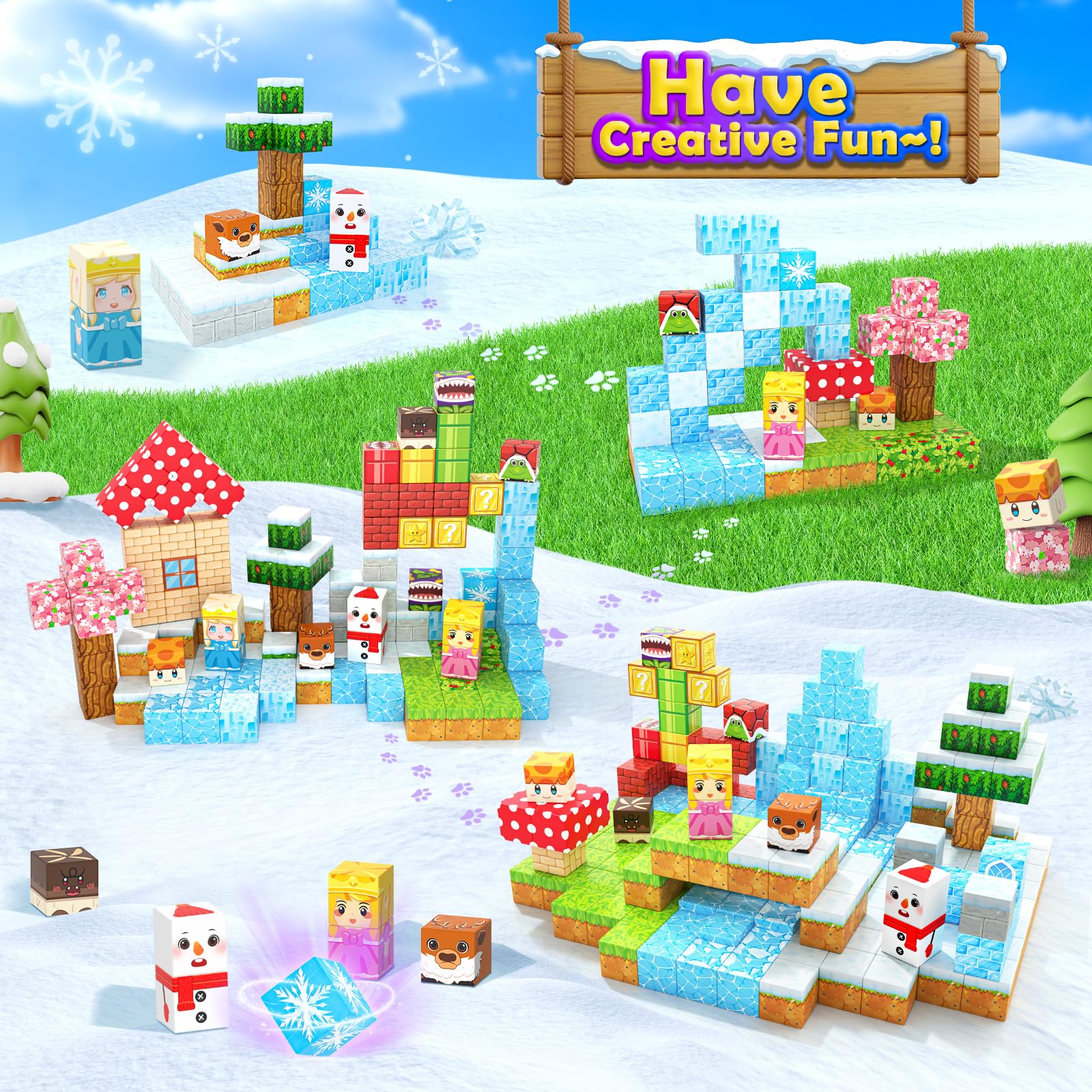 Magworld 110PCS Magnetic Blocks - Build Mine Magnet World Games & Frozen Toys Set