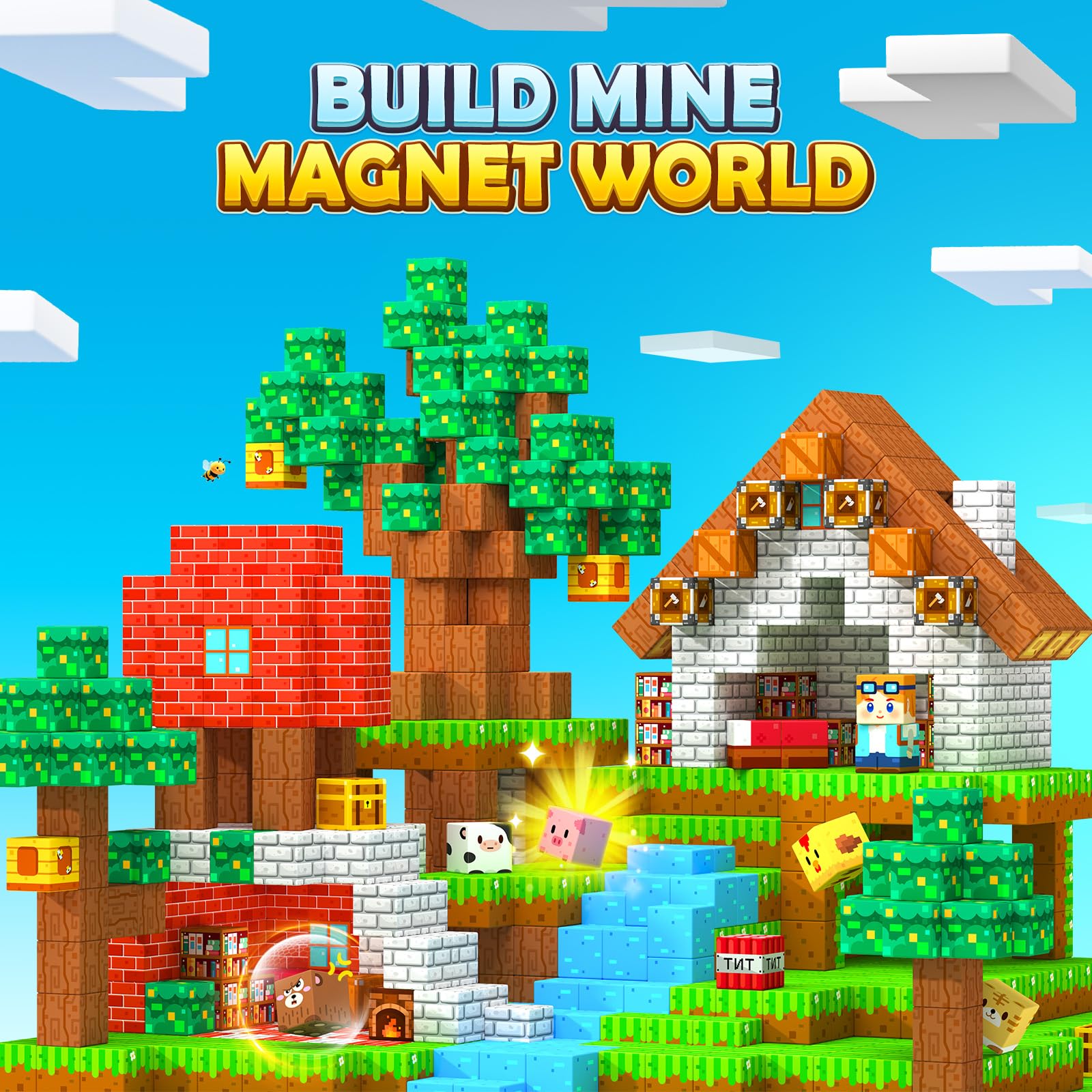 Magworld Magnetic Blocks 100 PCS Lush Forest Set Creative Building Fun Learning Sensory Gifts for Kids