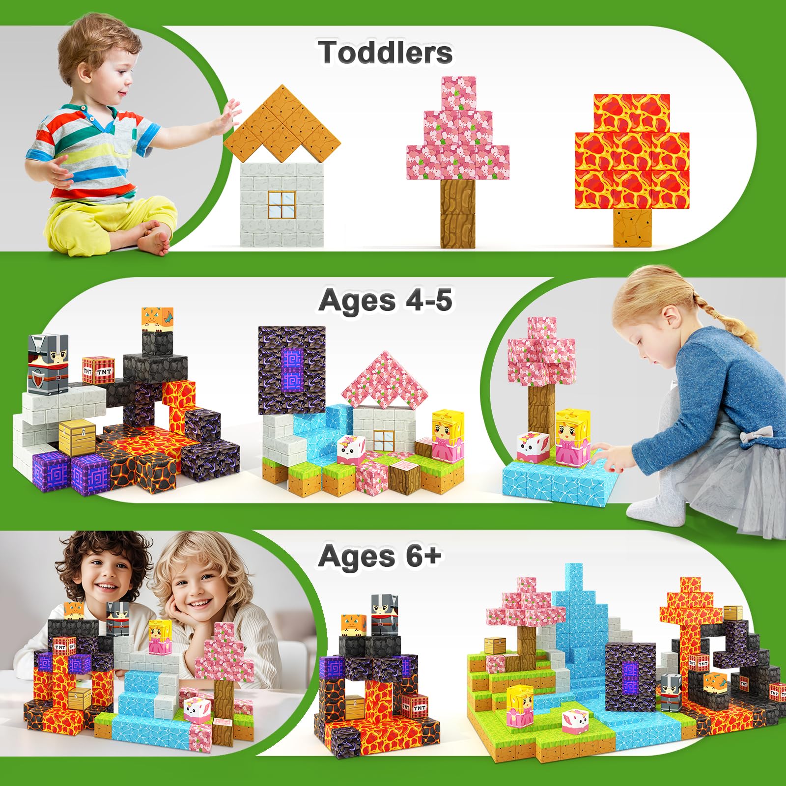 138 PCS Magworld Magnetic Cubes Magic Portal Blossom and Dinosaur 2 in 1 Set-Coodoo