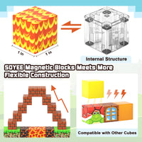 108 PCS Magworld Magnetic Cubes Games Castle Adventure and Lava Kingdom 2 in 1 Toys-Soyee