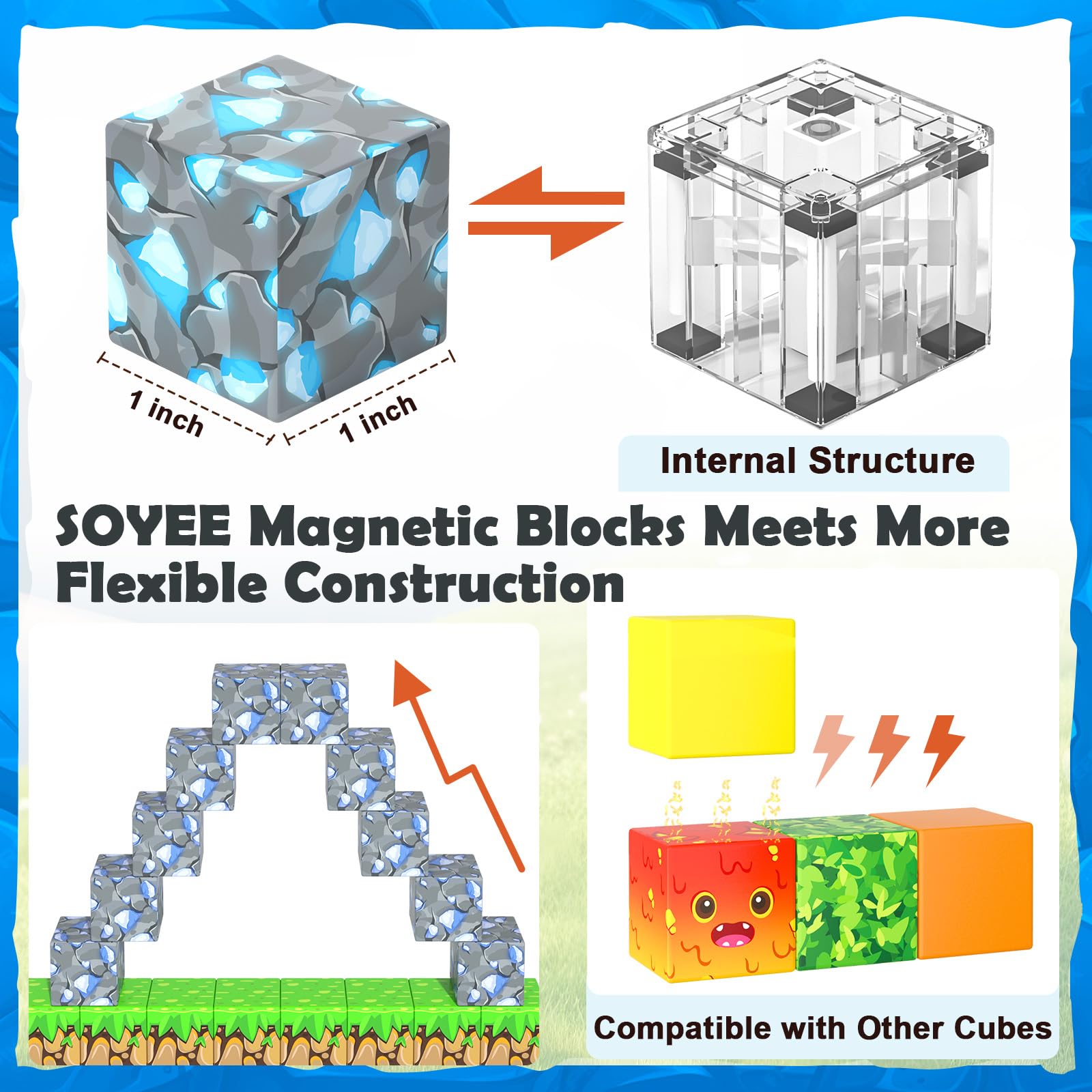 168 PCS Magworld Magnetic Cubes Games Castle, Lava Kingdom, and Mine Set 3 in 1 Toys-Soyee