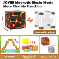 Magworld 100pcs Magnetic Blocks - Build Mine Magnet World Game Adventure Set STEM Building Toys for Kids 3+