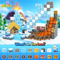 Magworld Large Magnetic Blocks 110PCS Ice Fire World Inspired Playset Kids Magnet Toys