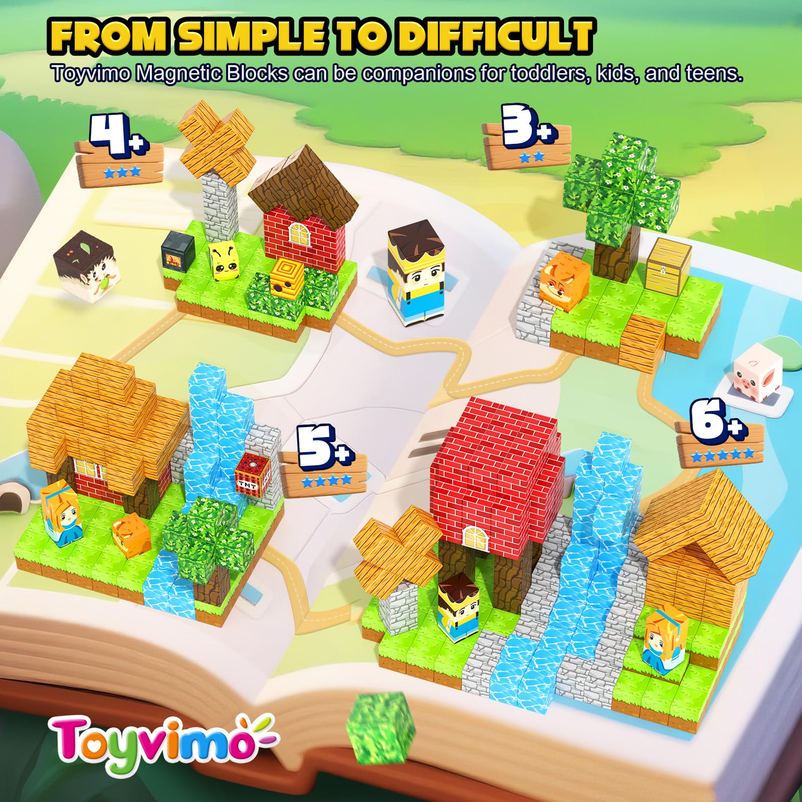 Magworld 100 PCS Magnetic Blocks Compatible STEM Stacking Building Toys Forest-themed