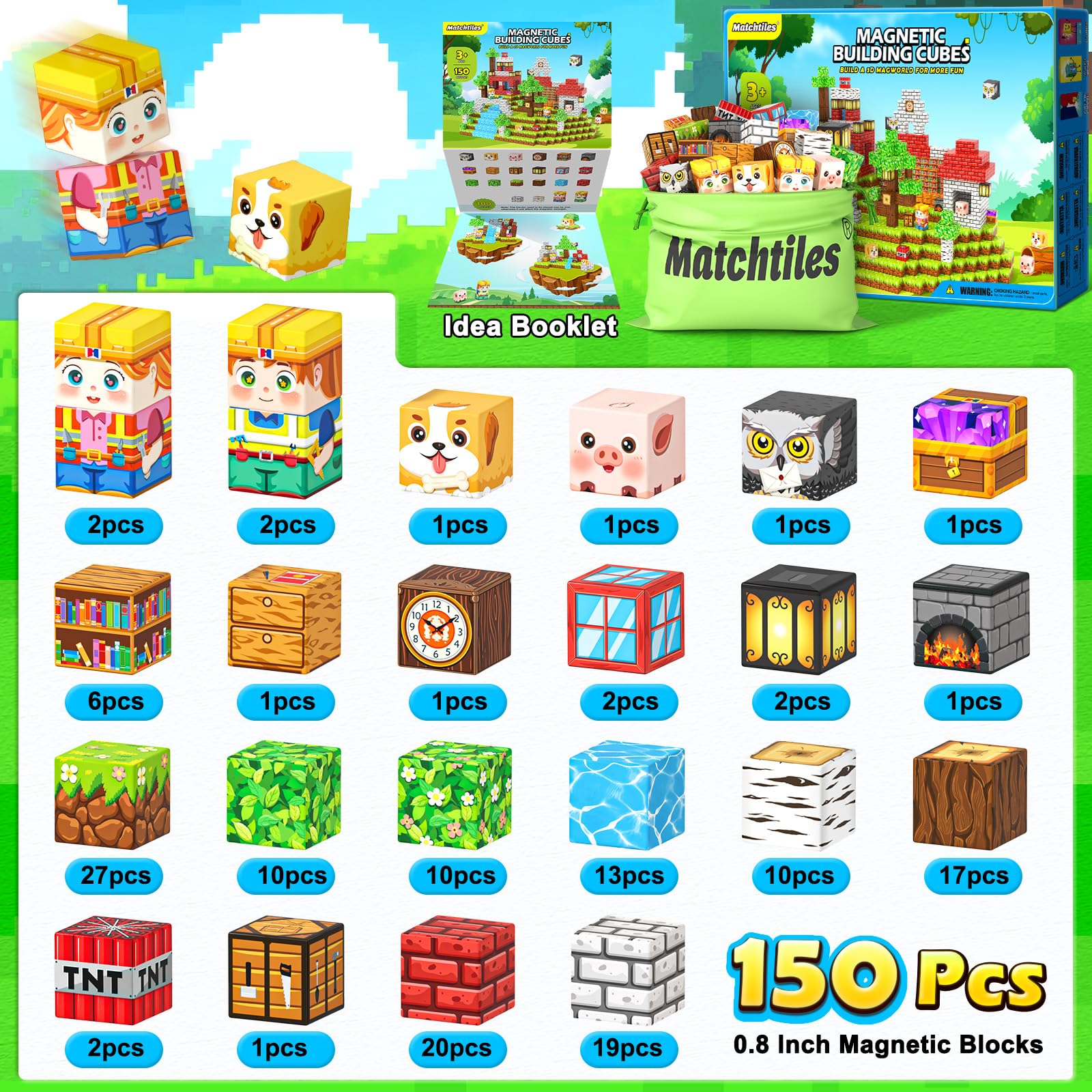Magworld 100 PCS Magnetic Blocks Forest Set Building Toys for Kids