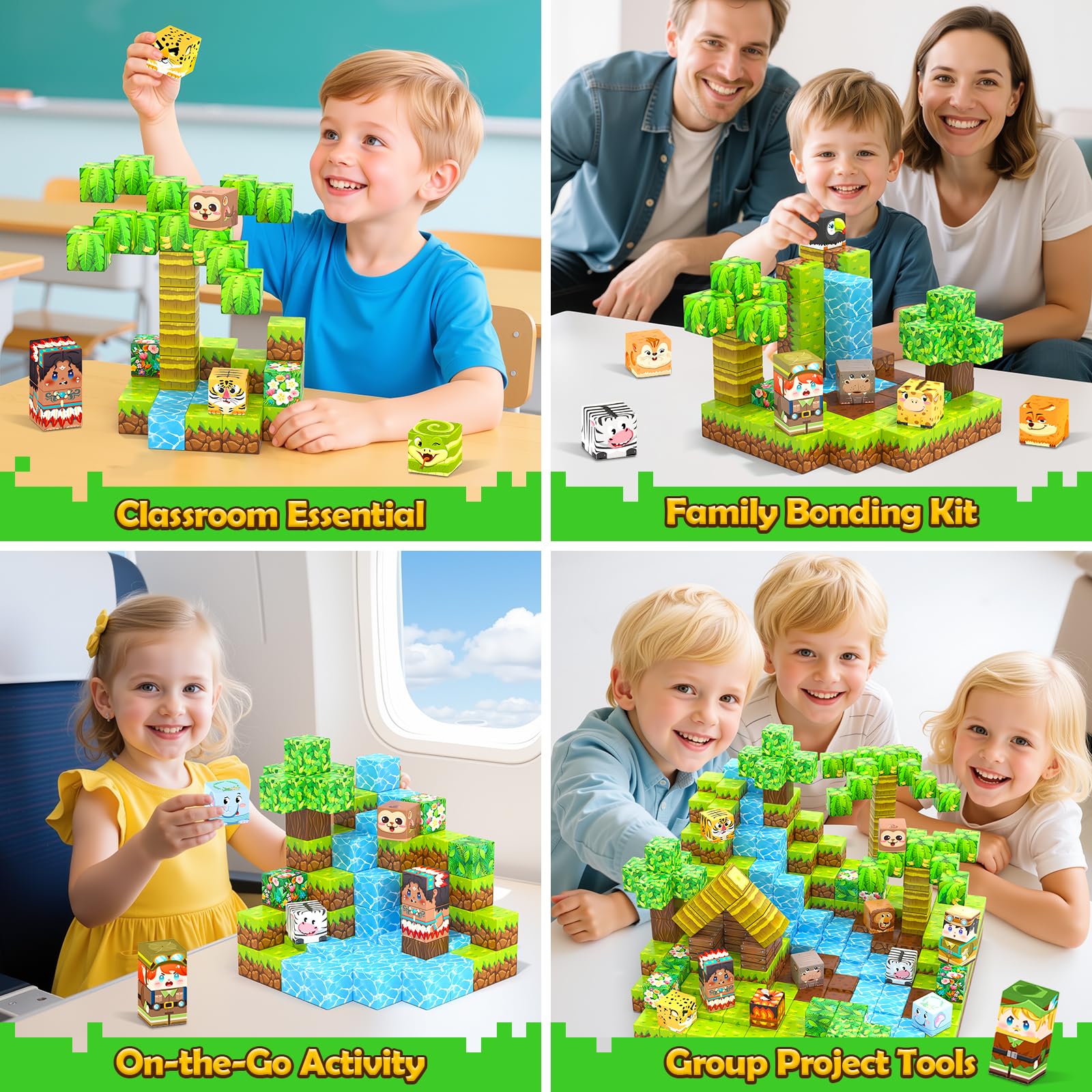 Magworld Magnetic Blocks 150 PCS Building Craft STEM Constructions Toy for Kids